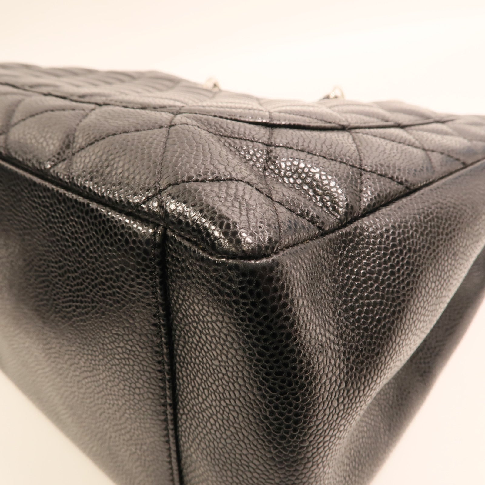 CHANEL 牛皮皮革GST Grand Shopping Tote Bag銀扣鏈帶肩背袋