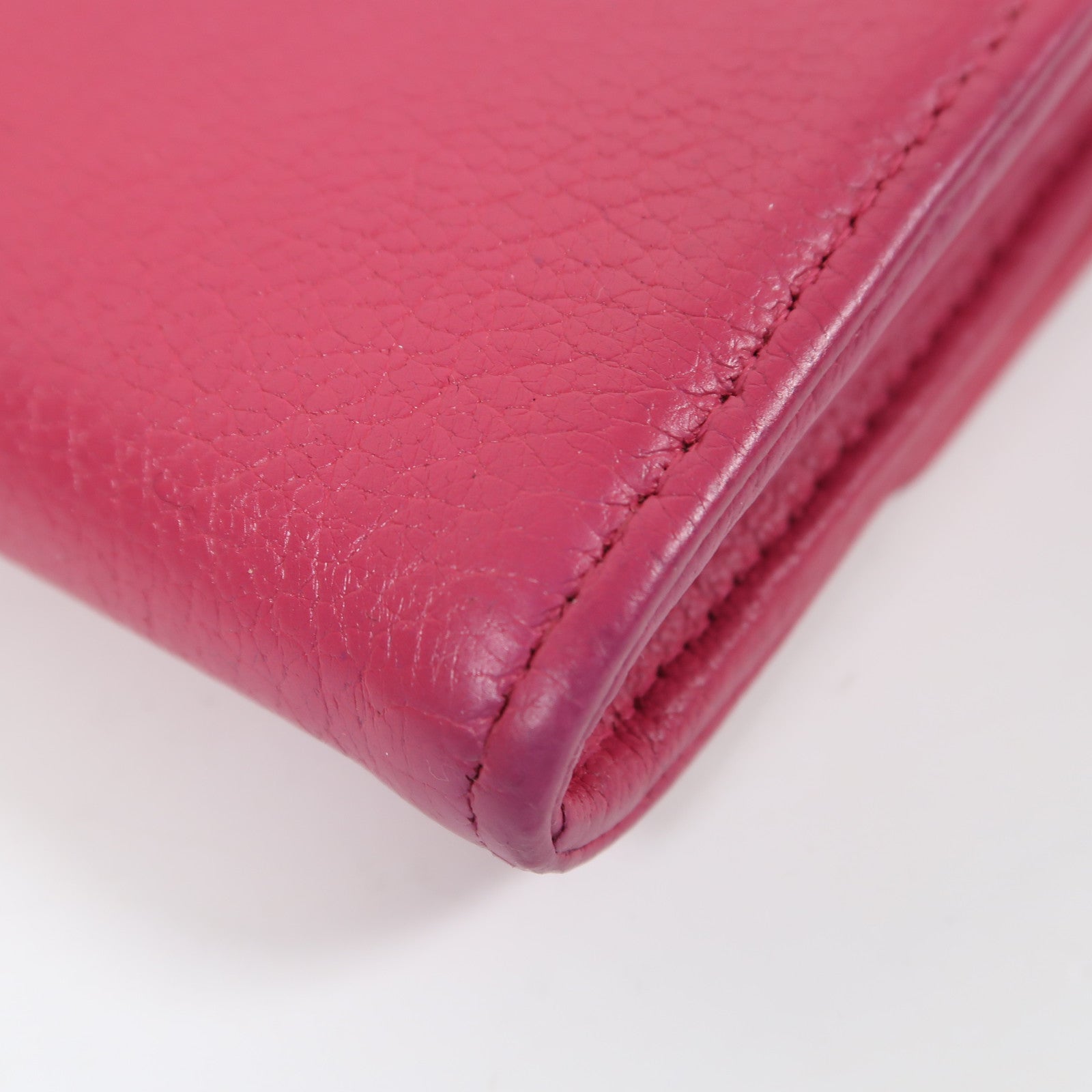 CHANEL 【激減優惠】牛皮皮革Long Wallet銀扣長錢包粉紅色