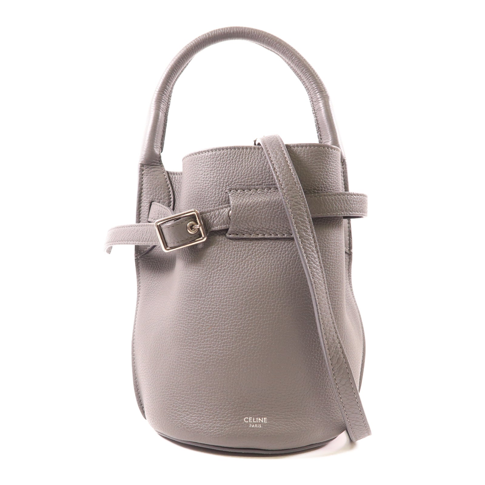 CELINE 牛皮皮革Nano Bucket銀扣手挽肩背兩用袋