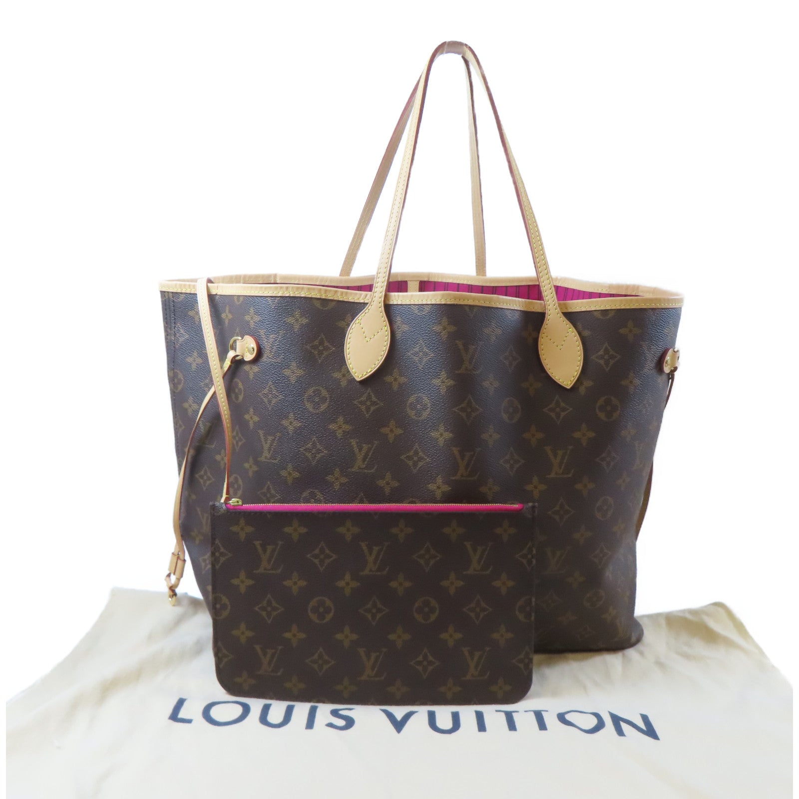 LOUIS VUITTON Monogram Neverfull GM金扣肩背袋啡色