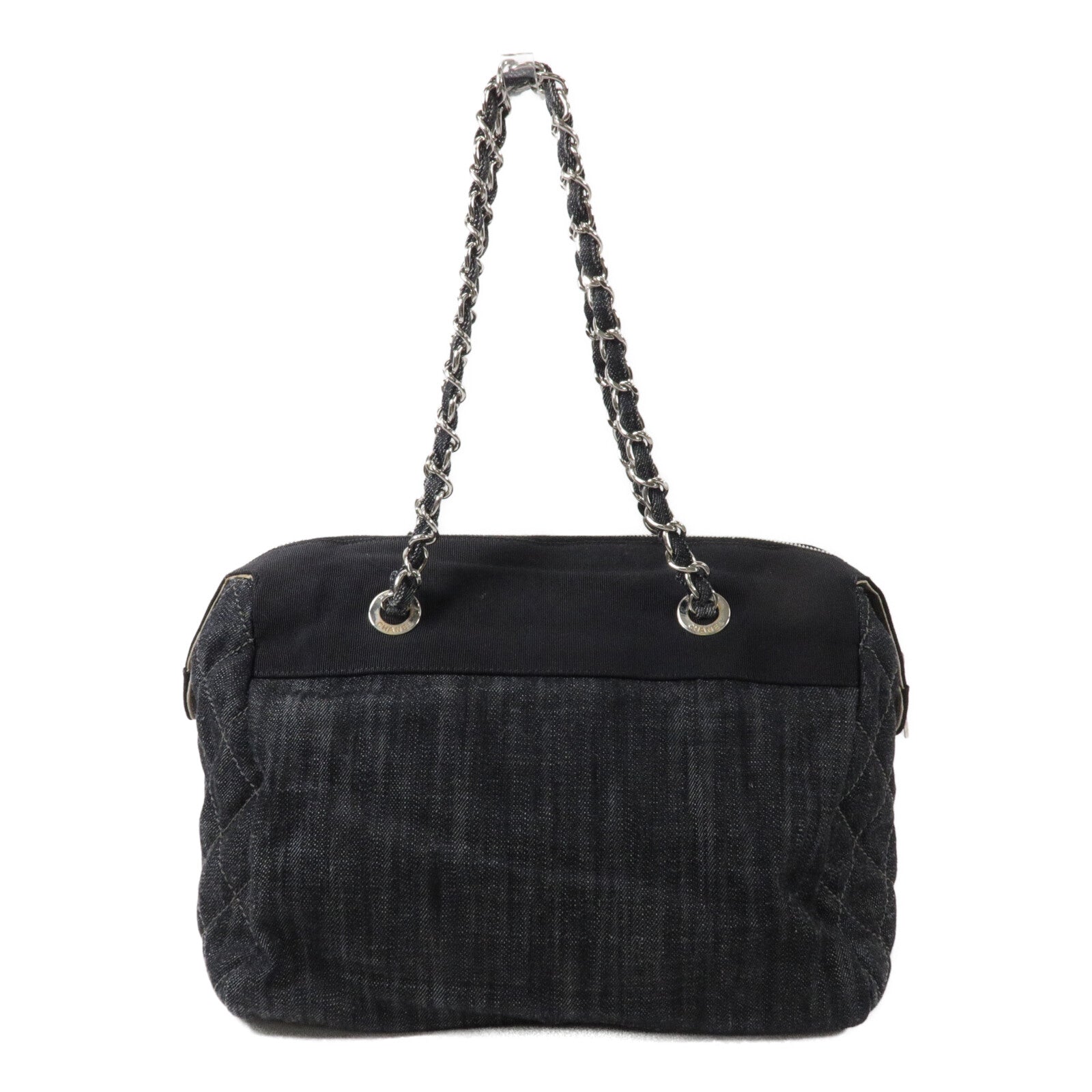 CHANEL 帆布/牛仔布Chain Shoulder鏈帶肩背袋