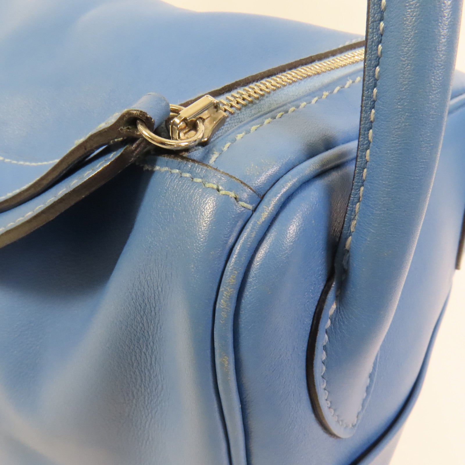 HERMES Swift皮革Lindy 26銀扣手挽肩背兩用袋Bleu Pardis