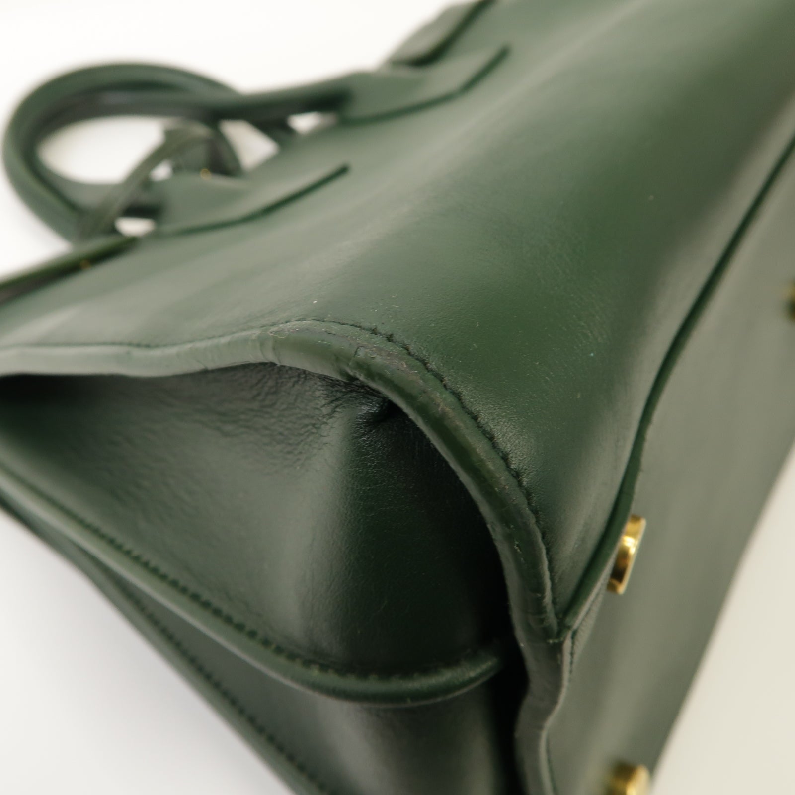 SAINT LAURENT 牛皮皮革Handbag金扣手挽袋綠色