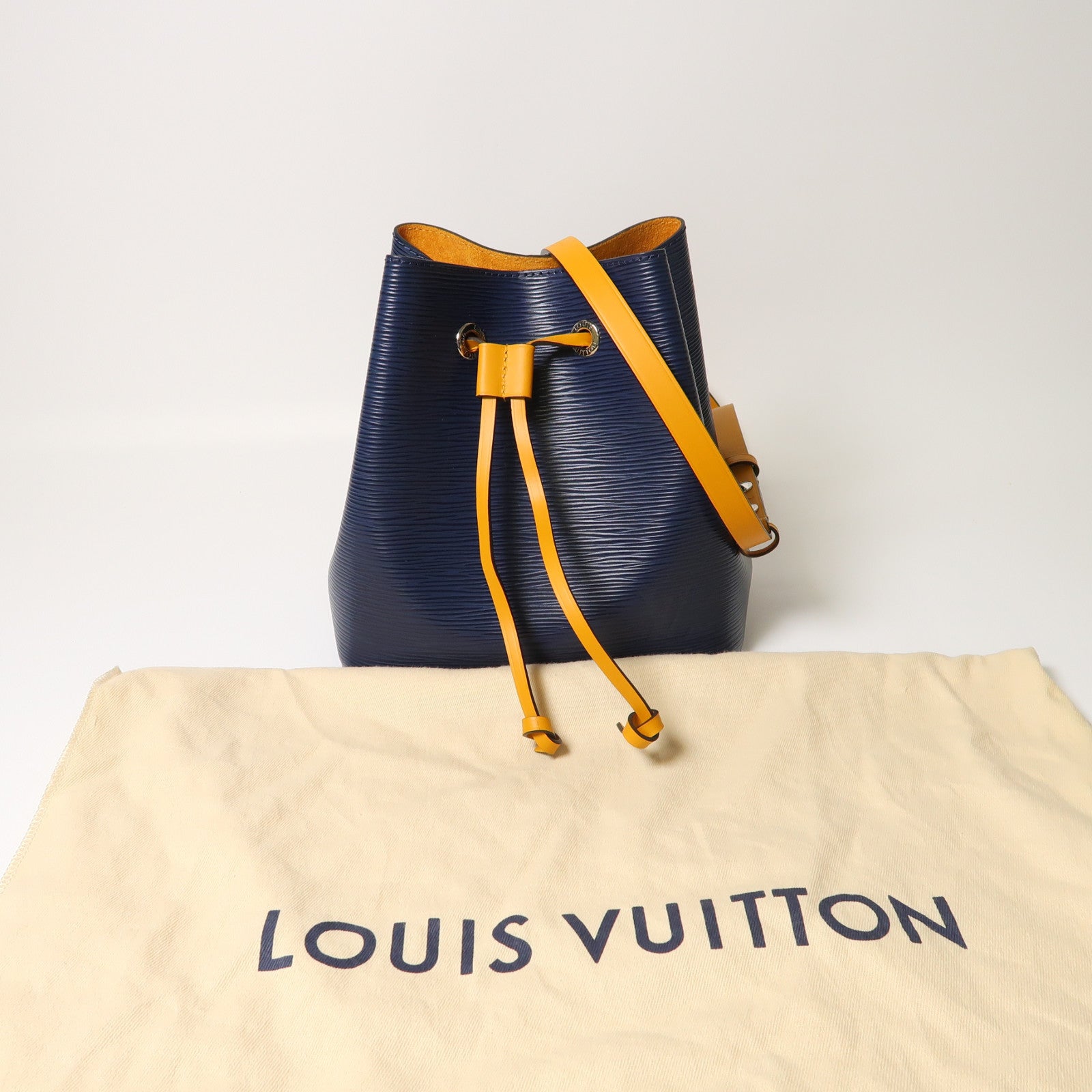 LOUIS VUITTON Epi NeoNoe BB銀扣手挽肩背兩用袋藍色/黃色