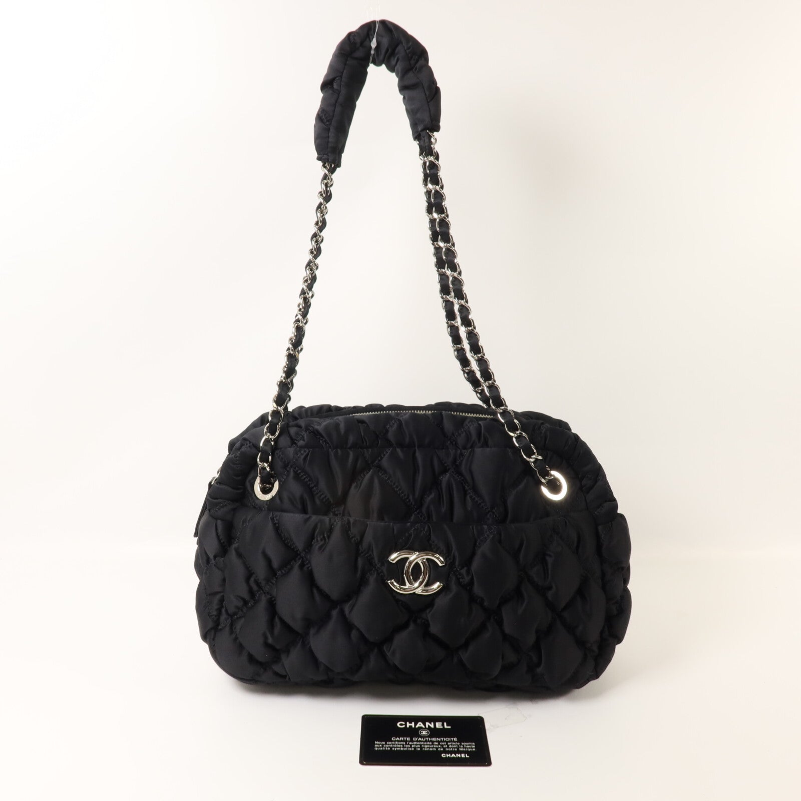 CHANEL 尼龍Bubble Bag鏈帶肩背袋