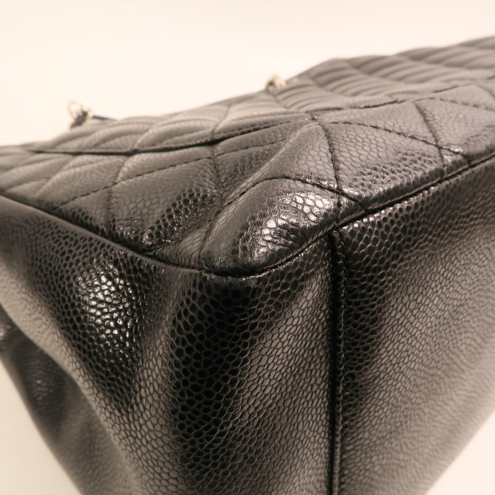 CHANEL 牛皮皮革GST Grand Shopping Tote Bag銀扣鏈帶肩背袋