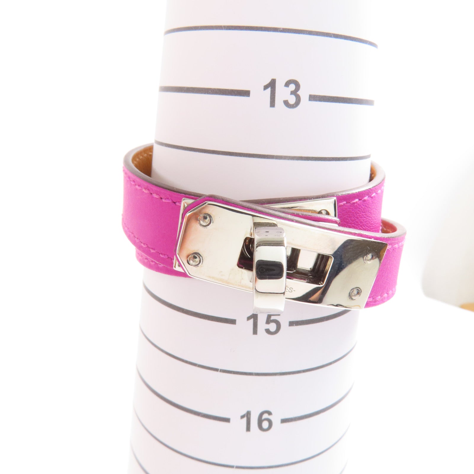 HERMES Swift皮革Kelly Double Tour銀扣手鐲Purple