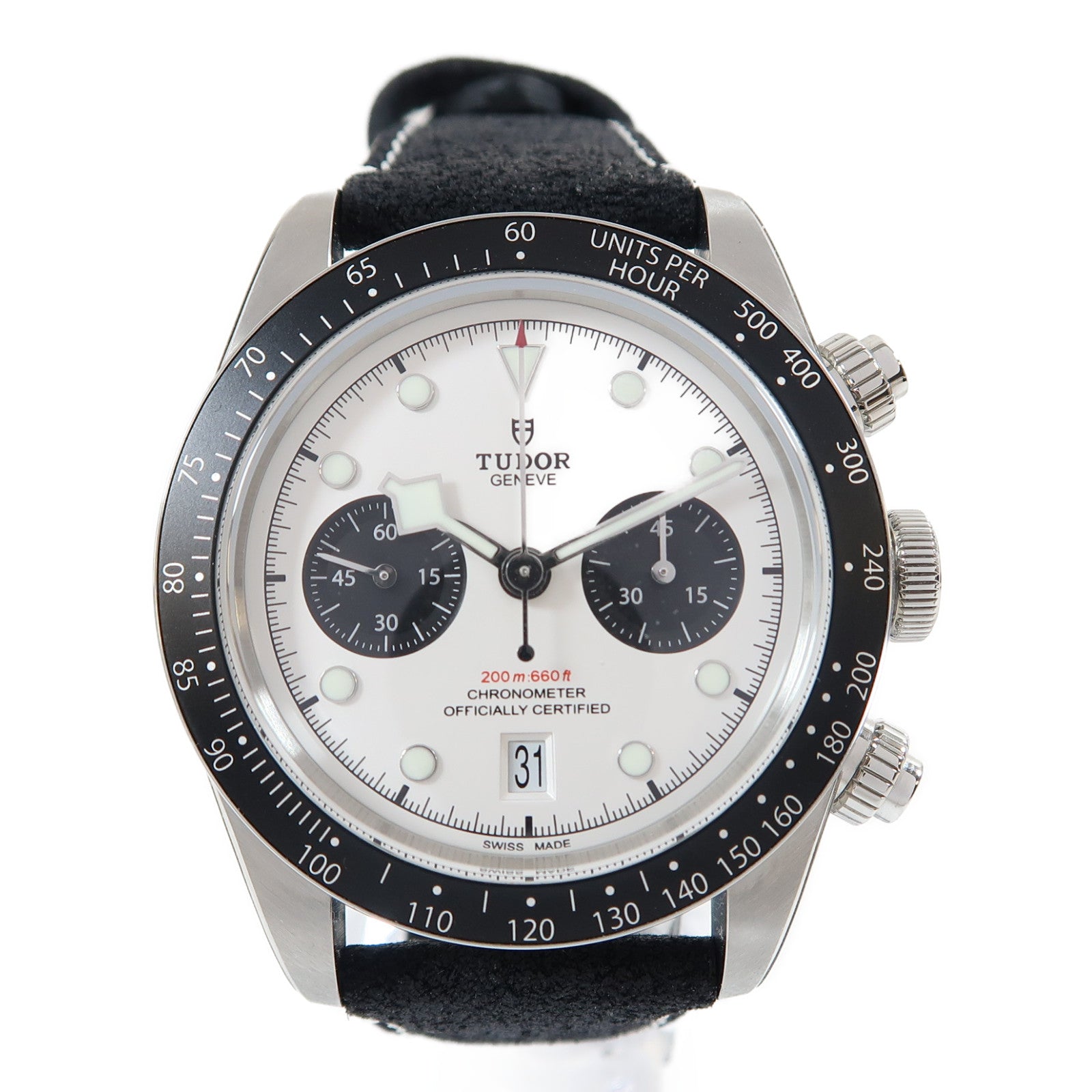 TUDOR Black Bay Chrono不鏽鋼/皮革帶手錶自動機芯白色