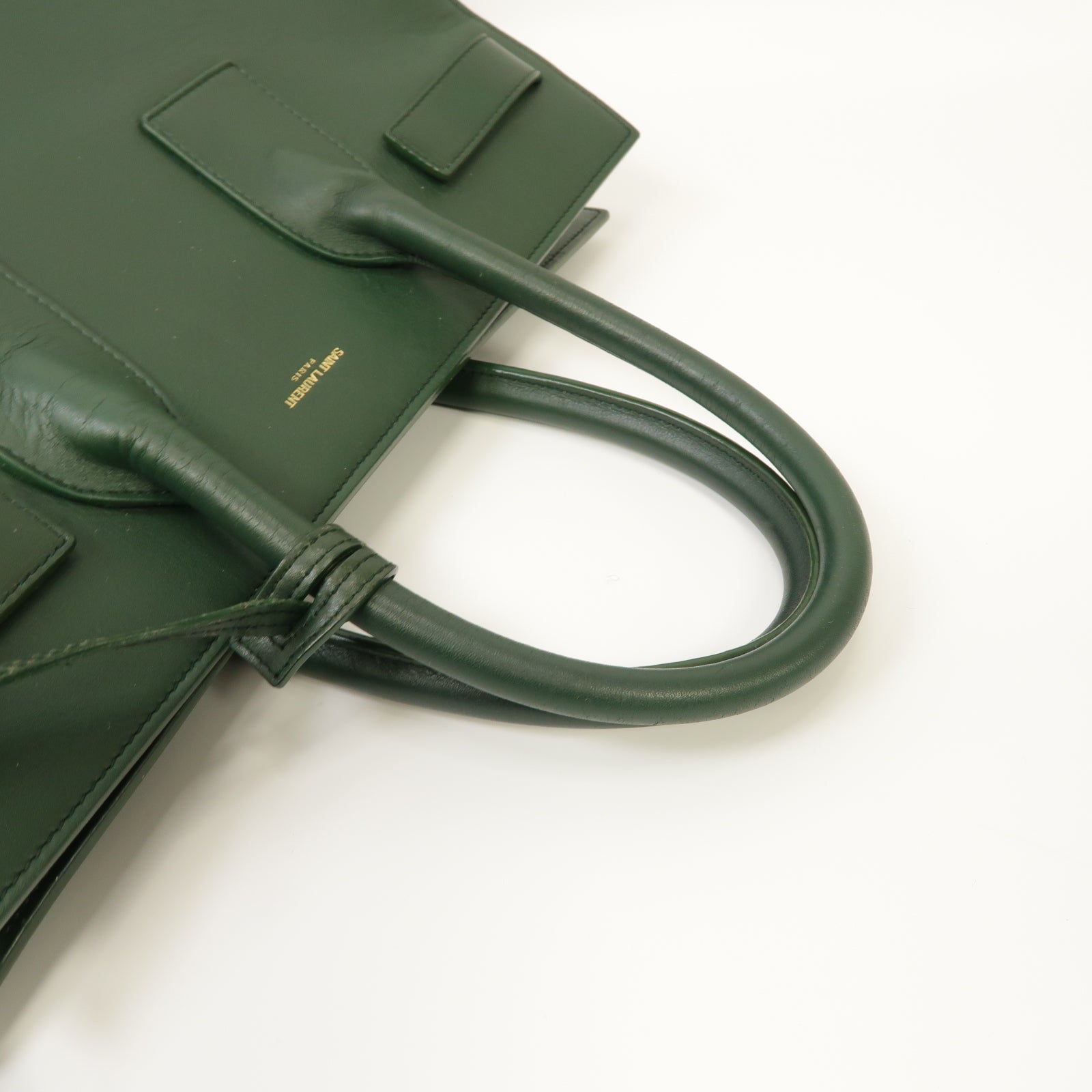 SAINT LAURENT 牛皮皮革Handbag金扣手挽袋綠色