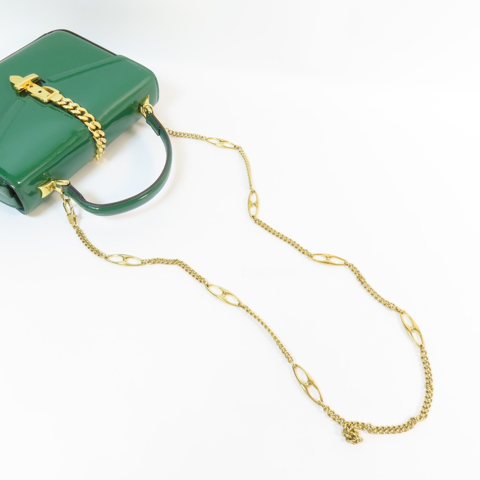 GUCCI 漆皮皮革Sylvie 1969 Bag金扣手挽肩背兩用袋