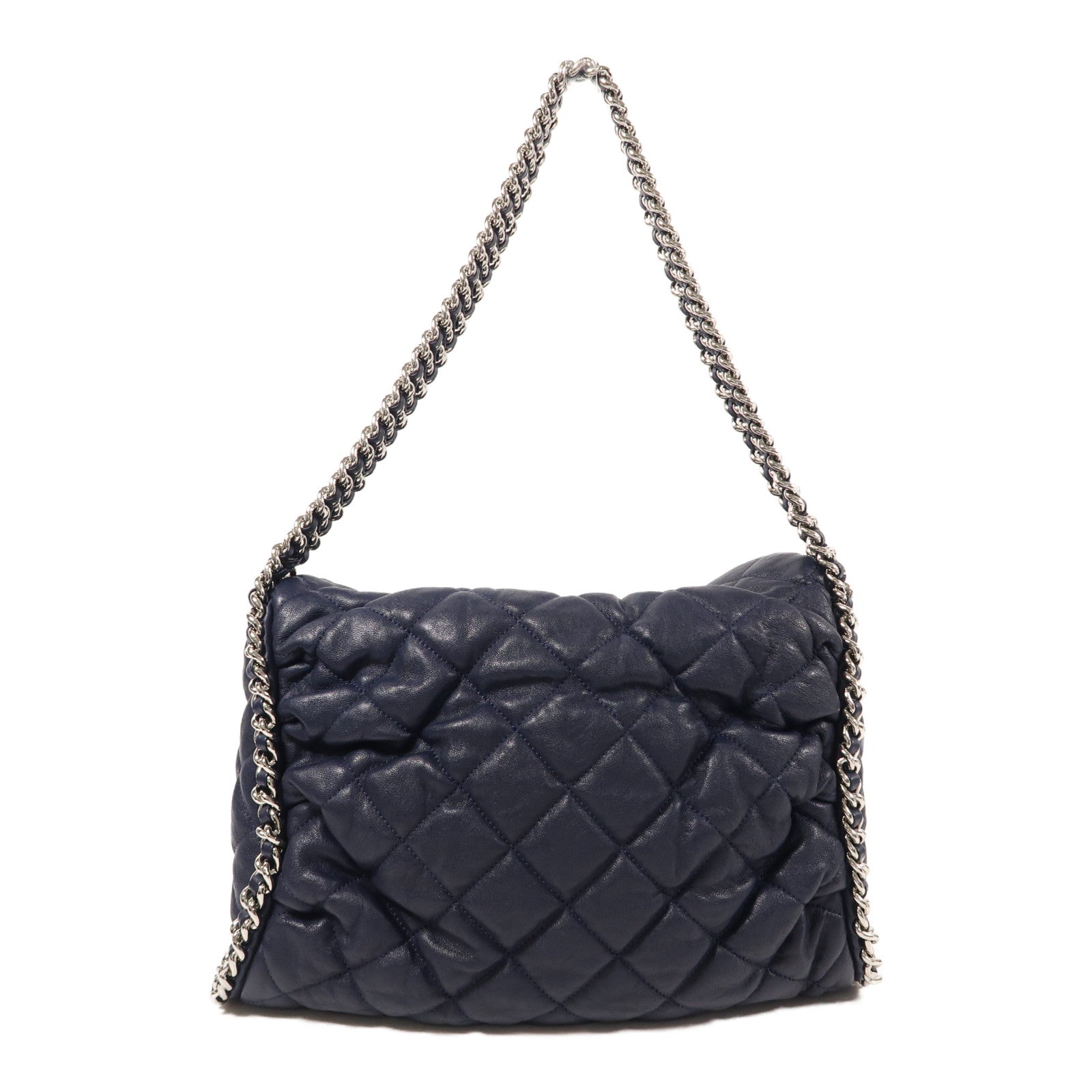 CHANEL 牛皮皮革Chain Shoulder銀扣鏈帶肩背袋