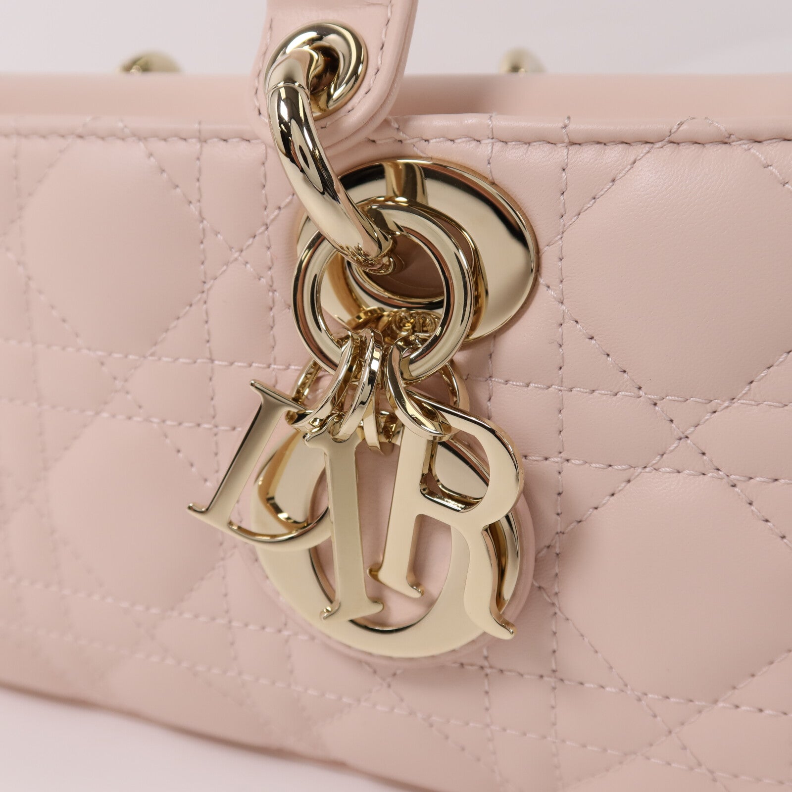 Dior 羊皮皮革Small Lady D-Joy Bag金扣鏈帶手挽肩背兩用袋