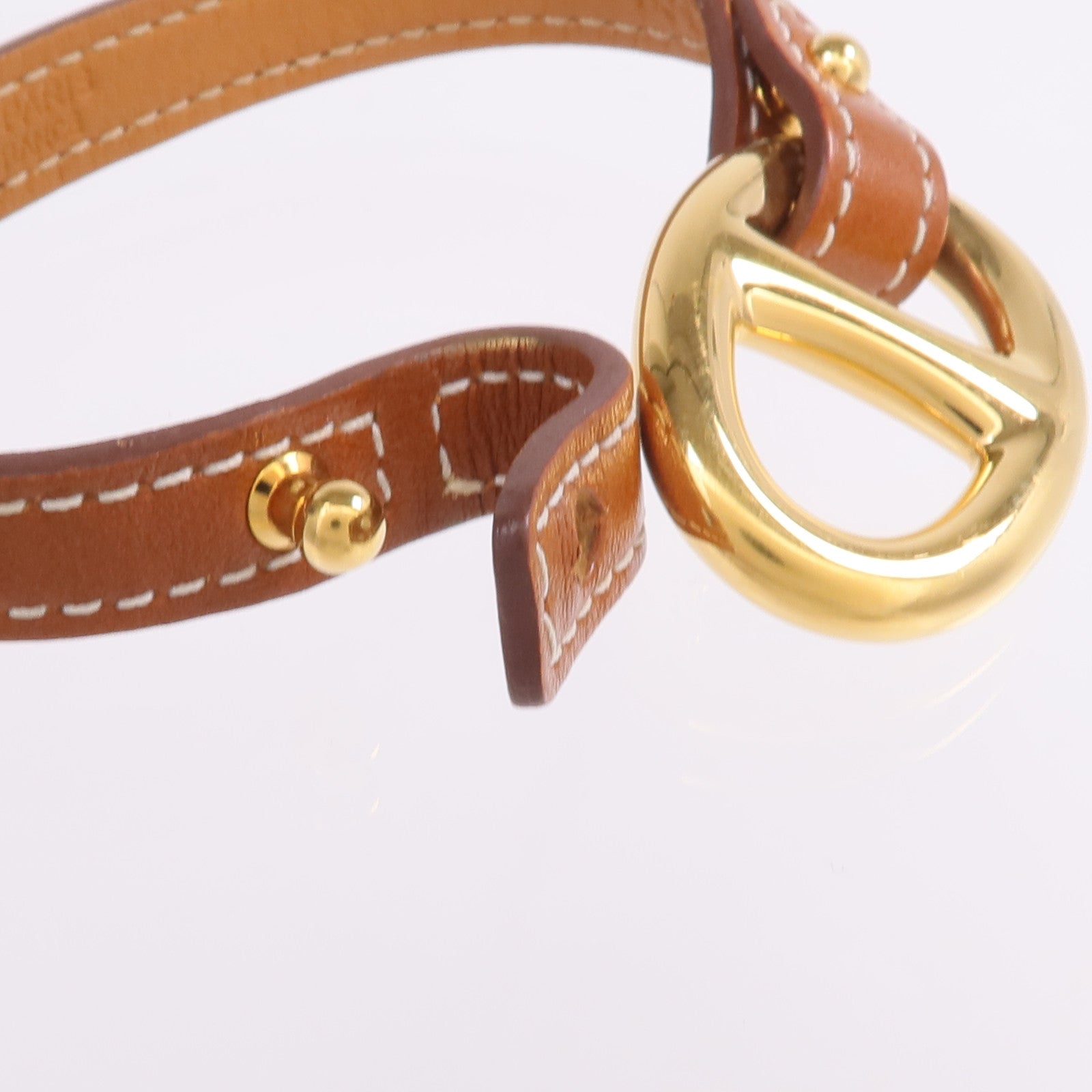 HERMES Tadelakt皮革Granville金扣手鏈Gold