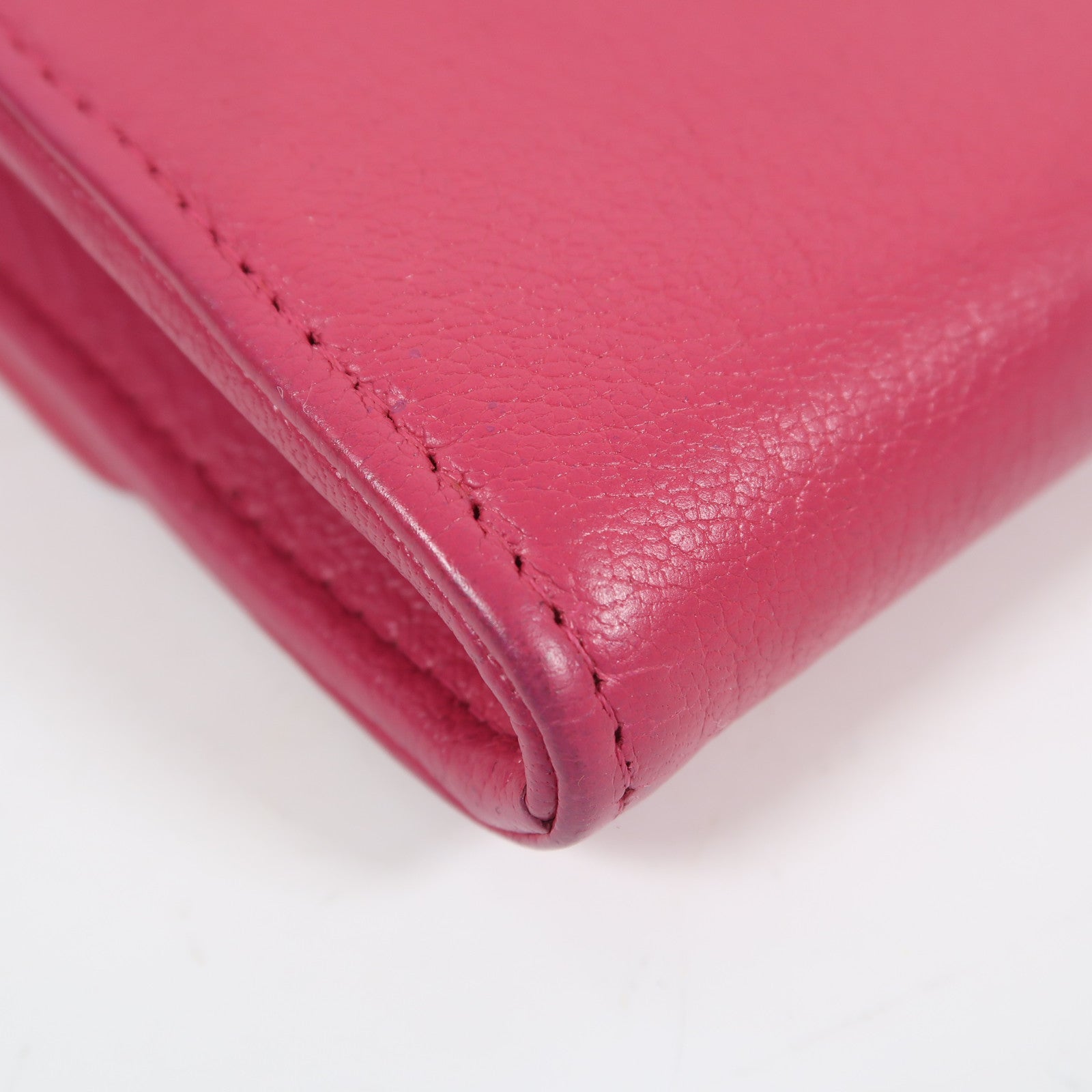 CHANEL 【激減優惠】牛皮皮革Long Wallet銀扣長錢包粉紅色