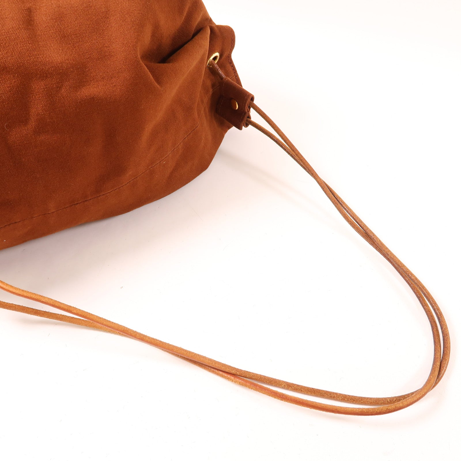 HERMES 【激減優惠】帆布Shoulder Bag金扣肩背袋啡色