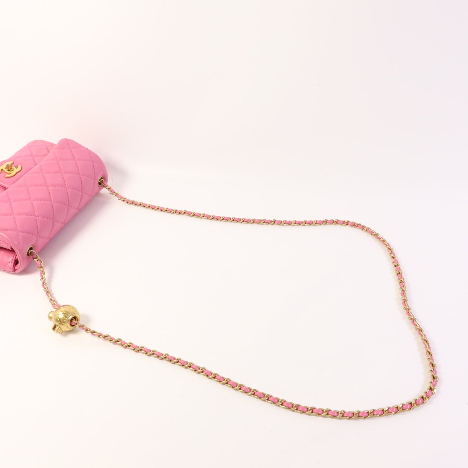 CHANEL 羊皮皮革Classic 20 Golden Ball金扣鏈帶肩背袋