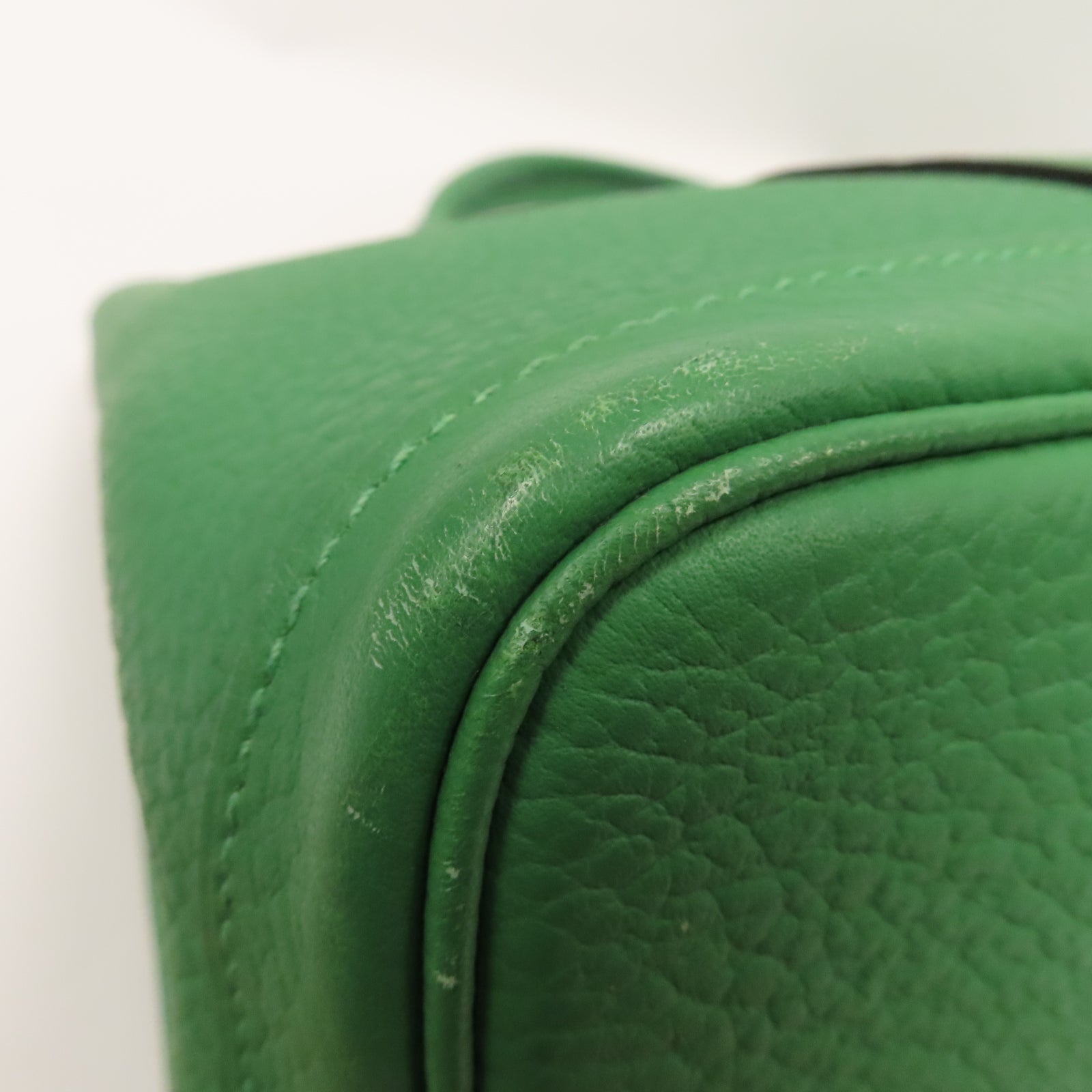 HERMES 【激減優惠】Negonda皮革Garden Party PM銀扣手挽袋Bamboo竹子綠色