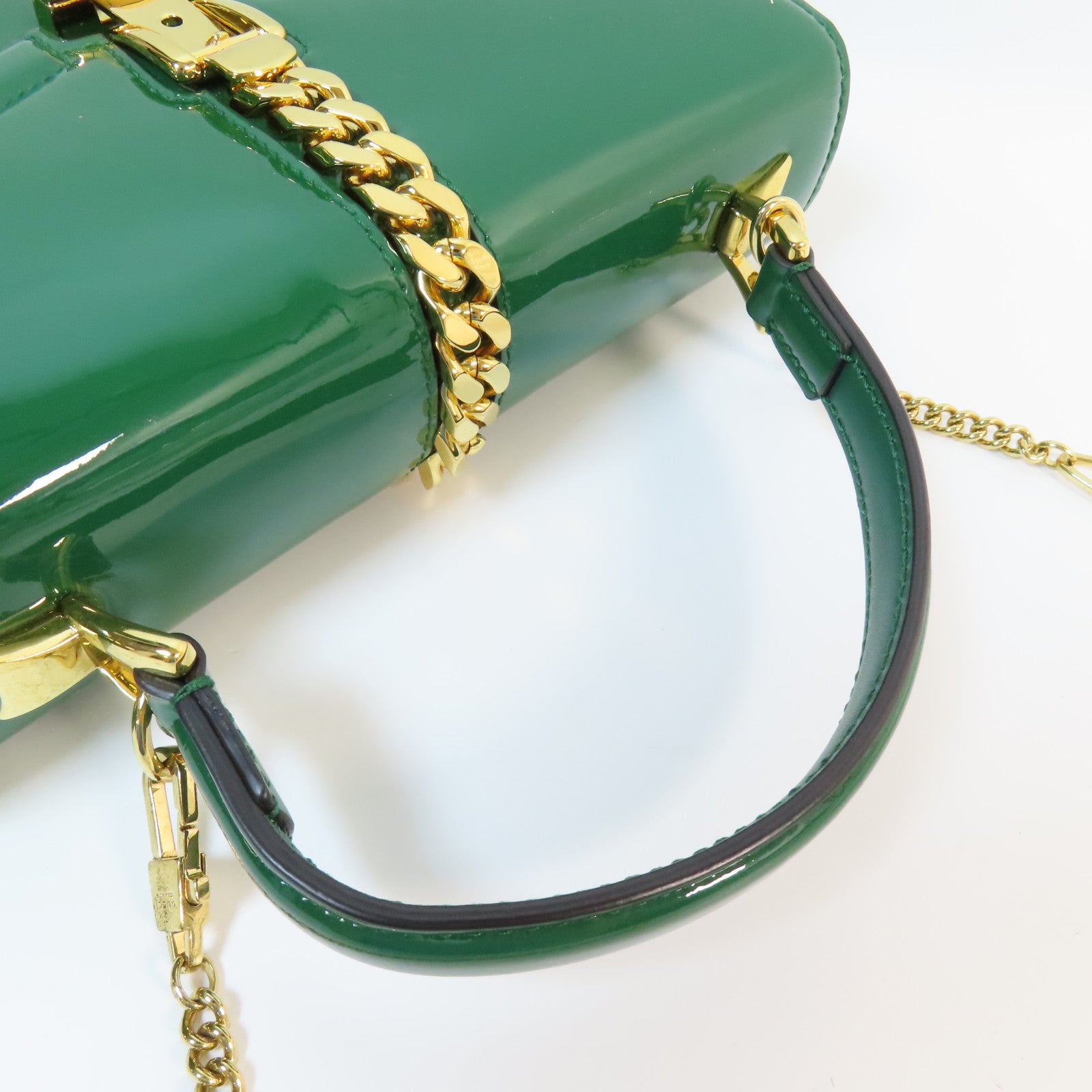 GUCCI 漆皮皮革Sylvie 1969 Bag金扣手挽肩背兩用袋