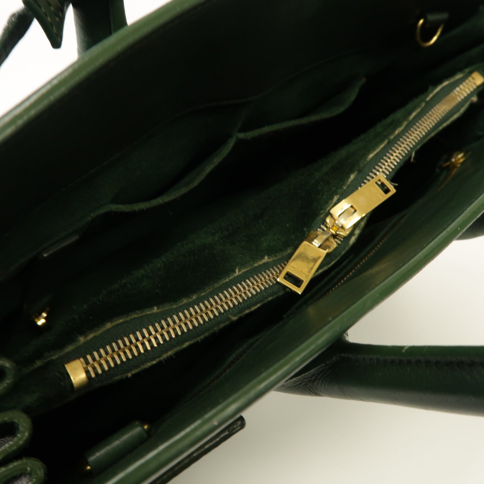SAINT LAURENT 牛皮皮革Handbag金扣手挽袋綠色