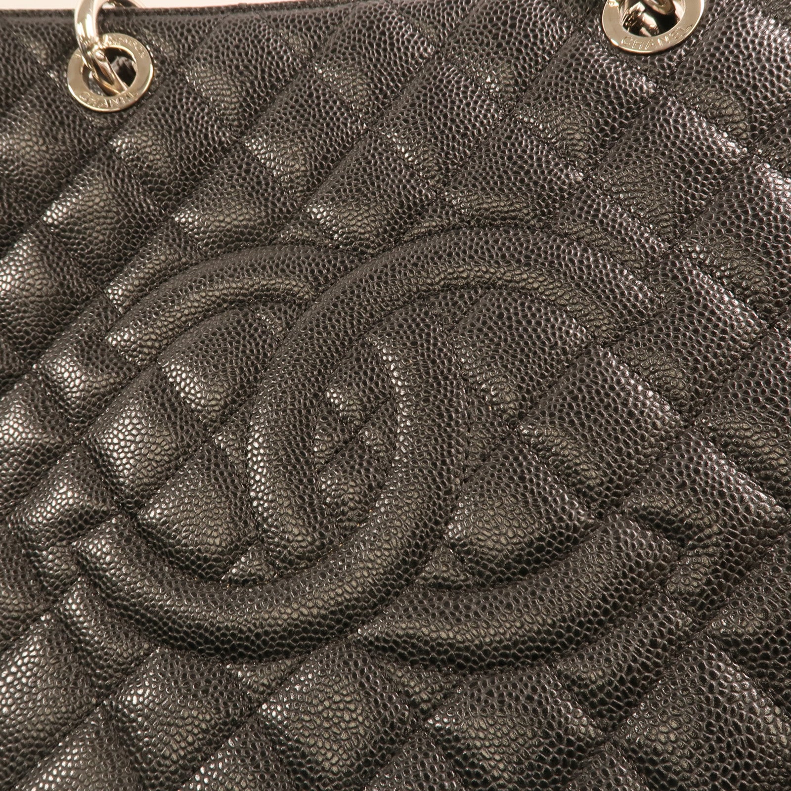 CHANEL 牛皮皮革GST Grand Shopping Tote Bag銀扣鏈帶肩背袋
