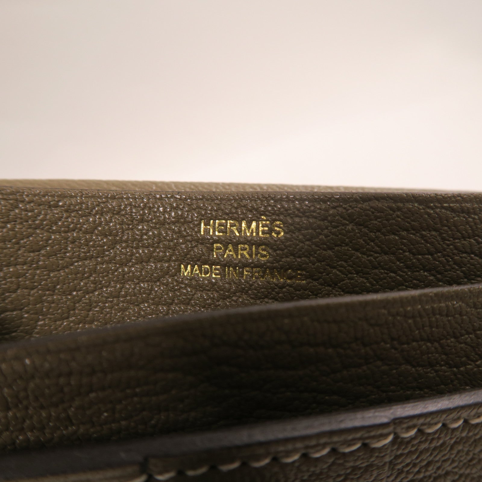 HERMES Chevre皮革Bearn Wallet金扣長錢包Etoupe
