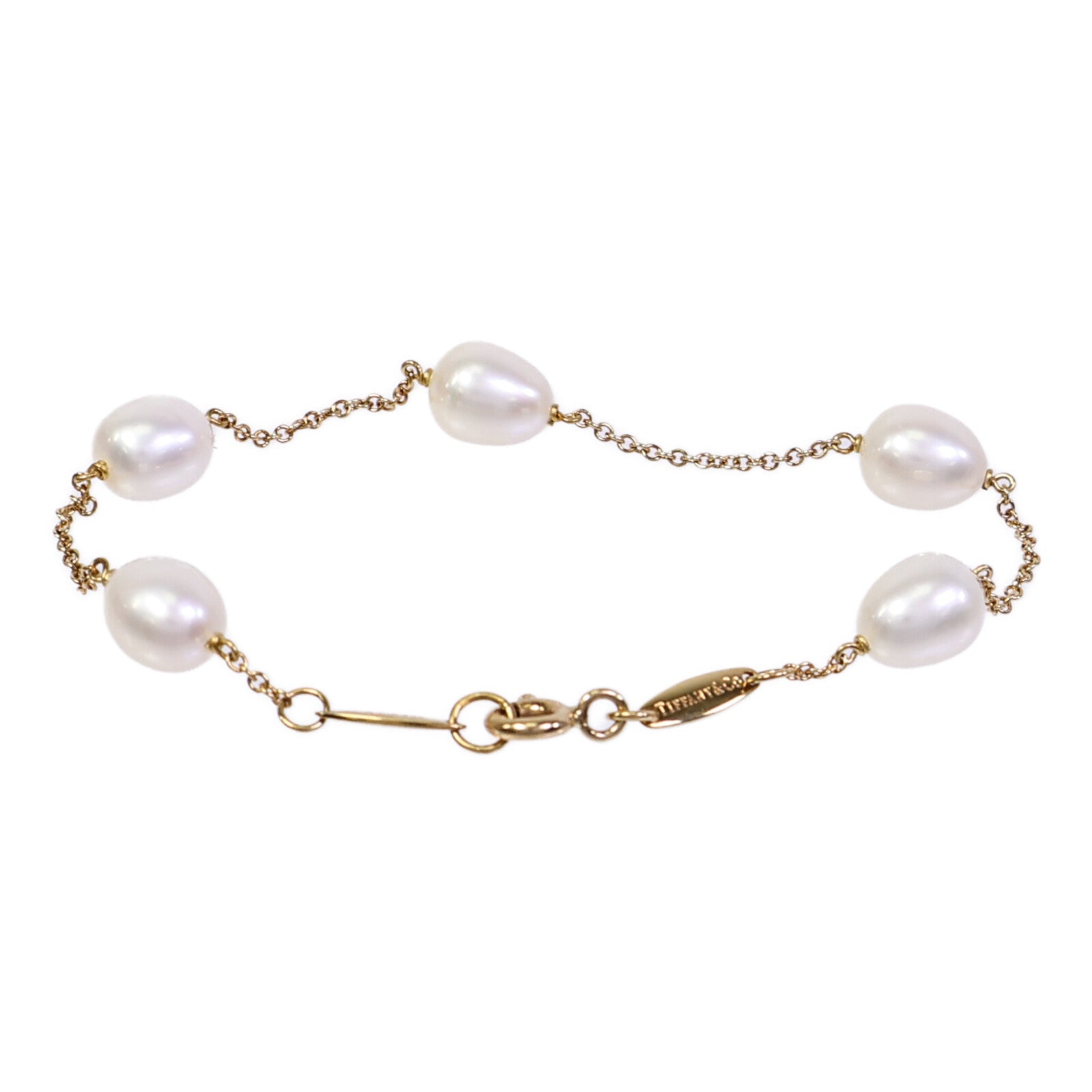 TIFFANY＆CO 18K黃金Pearls By The Yard Bracelet珍珠手鏈