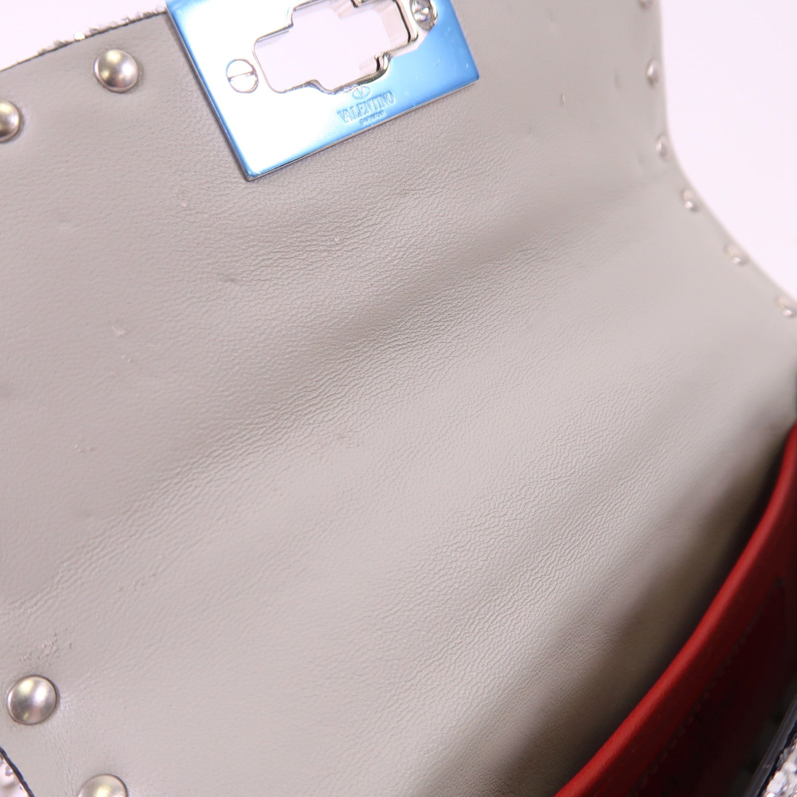 Valentino 皮革/亮片Mini Rockstud銀扣手挽肩背兩用袋
