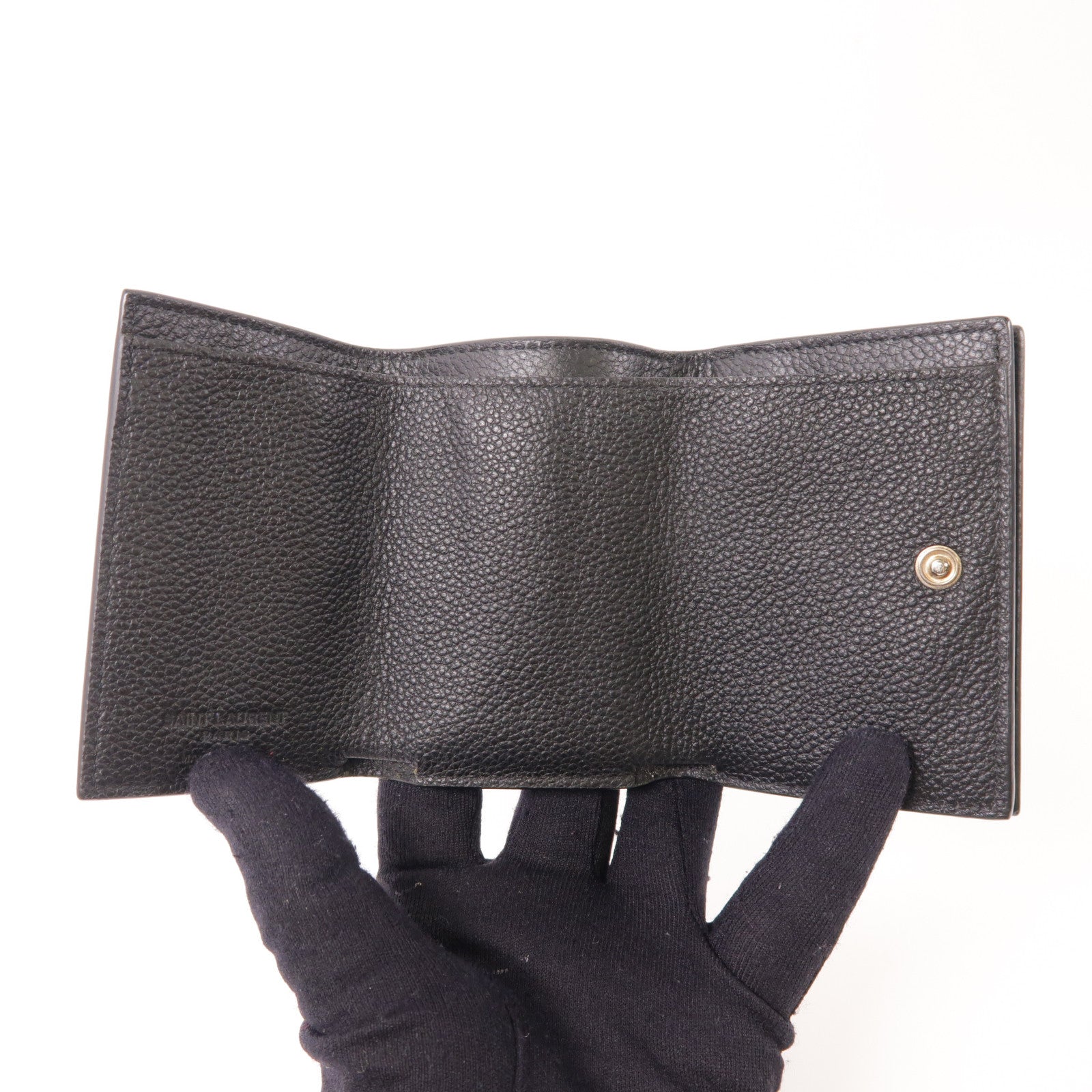 SAINT LAURENT 牛皮皮革Wallet銀扣錢包