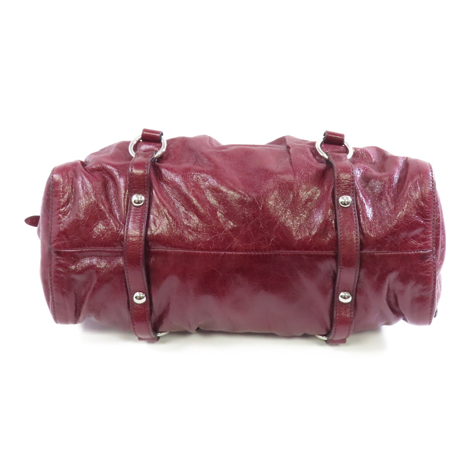 Miu Miu 牛皮皮革2 Way Shoulder銀扣手挽肩背兩用袋紅色