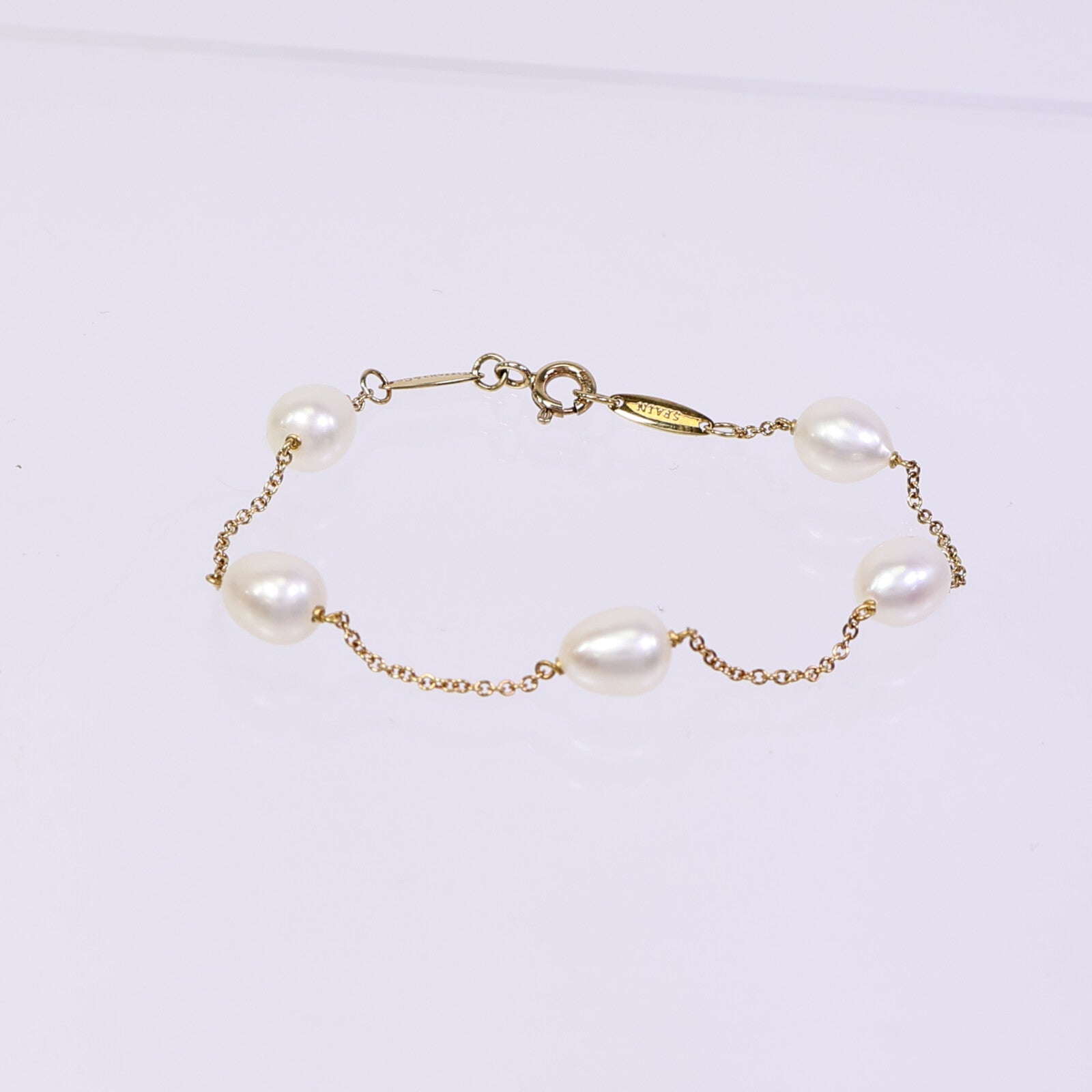 TIFFANY＆CO 18K黃金Pearls By The Yard Bracelet珍珠手鏈