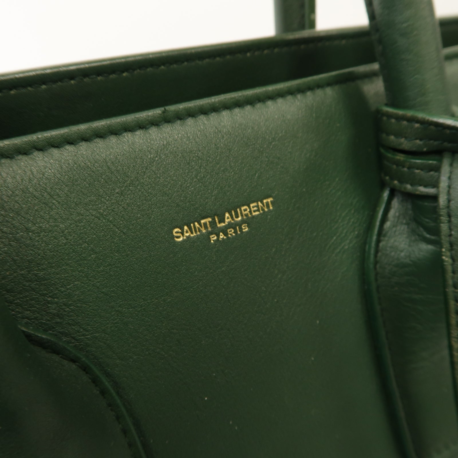 SAINT LAURENT 牛皮皮革Handbag金扣手挽袋綠色