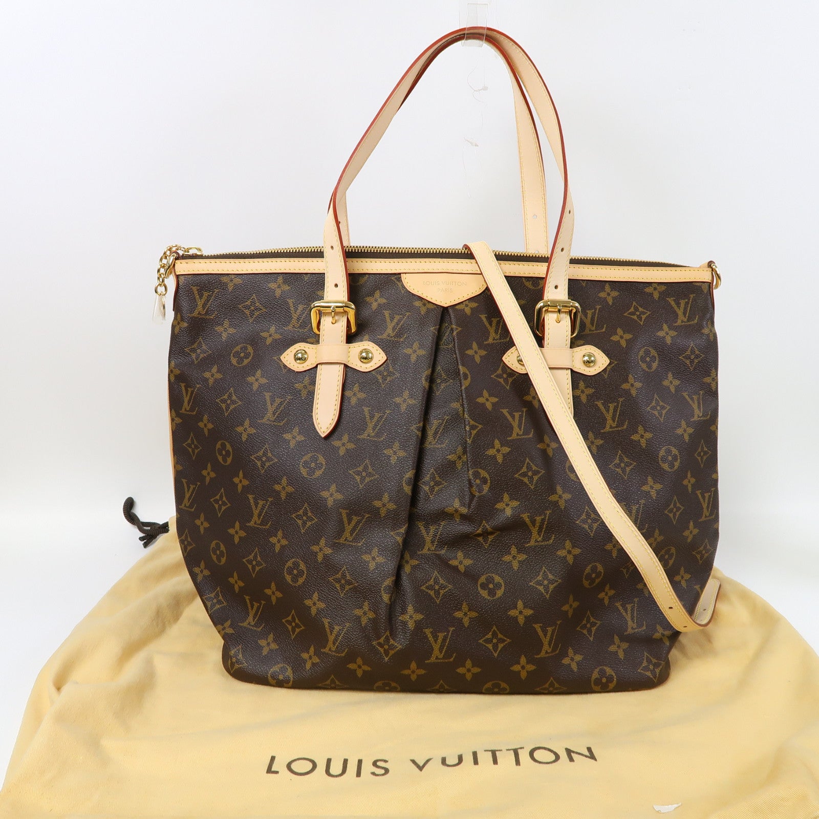 LOUIS VUITTON Monogram Palermo GM金扣手挽肩背兩用袋啡色