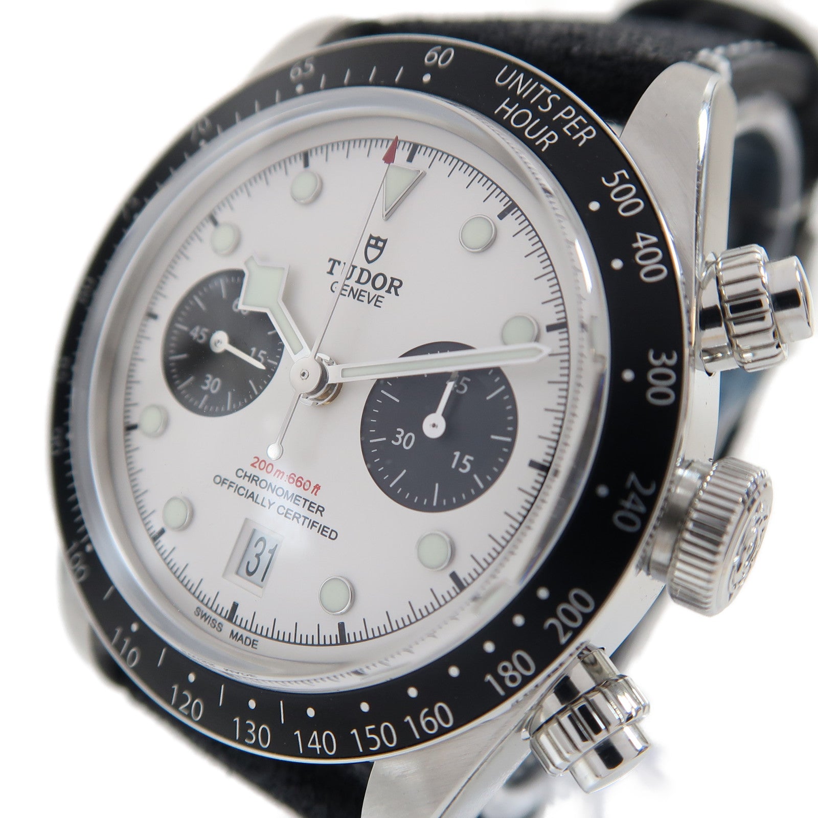 TUDOR Black Bay Chrono不鏽鋼/皮革帶手錶自動機芯白色