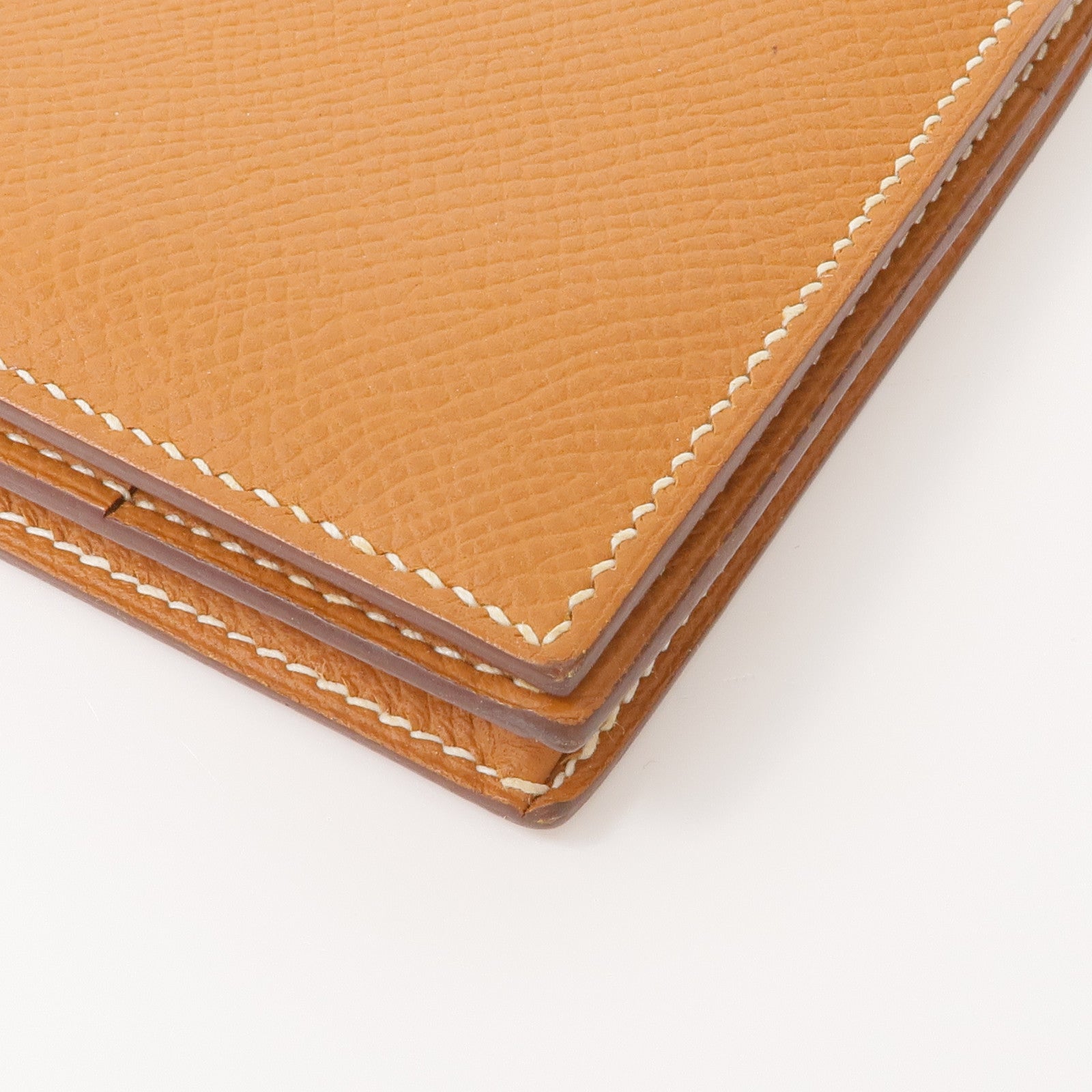 HERMES Epsom皮革Bearn W Snap銀扣長錢包Gold