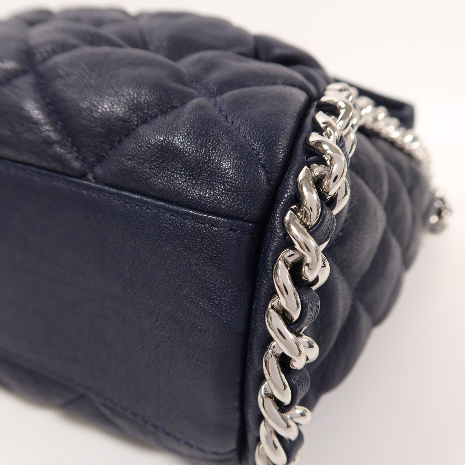 CHANEL 牛皮皮革Chain Shoulder銀扣鏈帶肩背袋