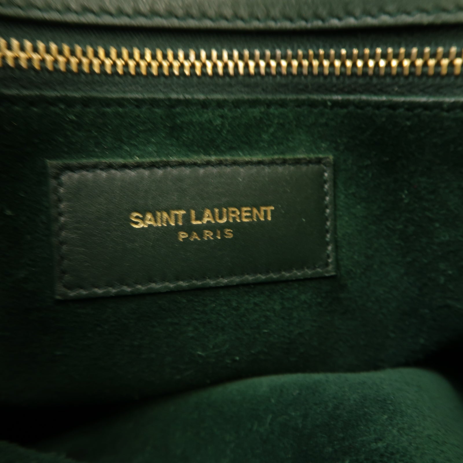 SAINT LAURENT 牛皮皮革Handbag金扣手挽袋綠色