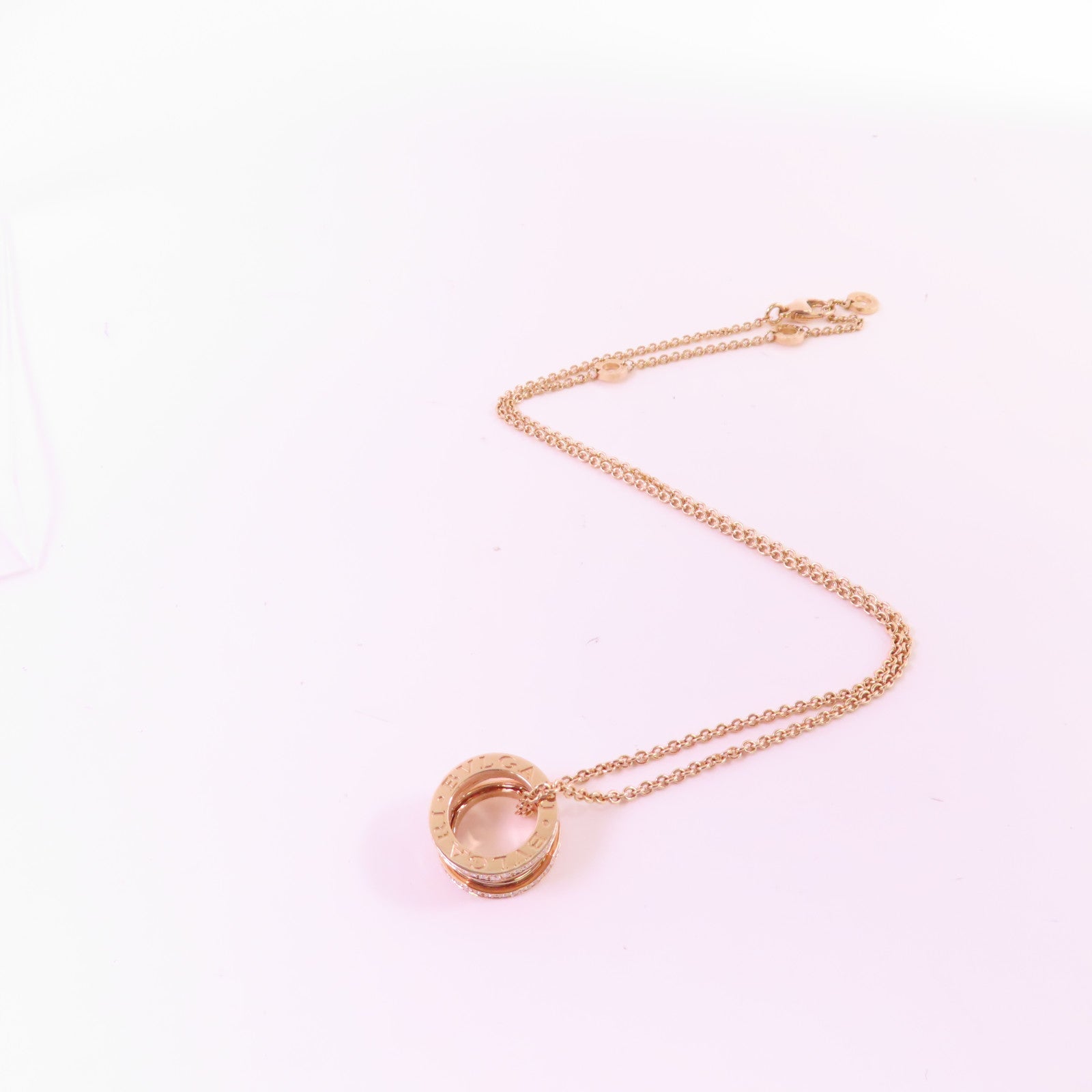 BVLGARI 18K玫瑰金/鑽石B.Zero1 Diamond Necklace項鏈