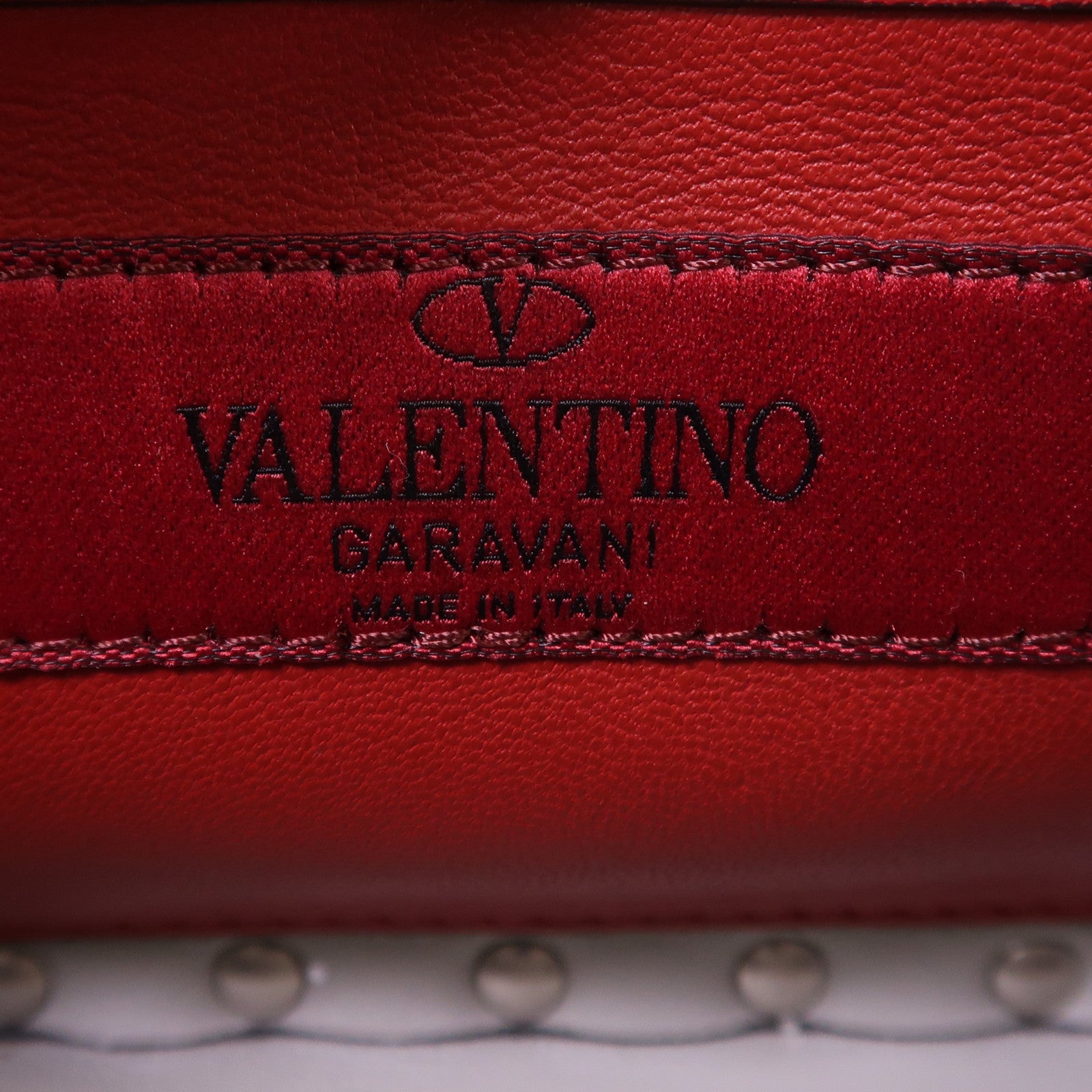 Valentino 皮革/亮片Mini Rockstud銀扣手挽肩背兩用袋