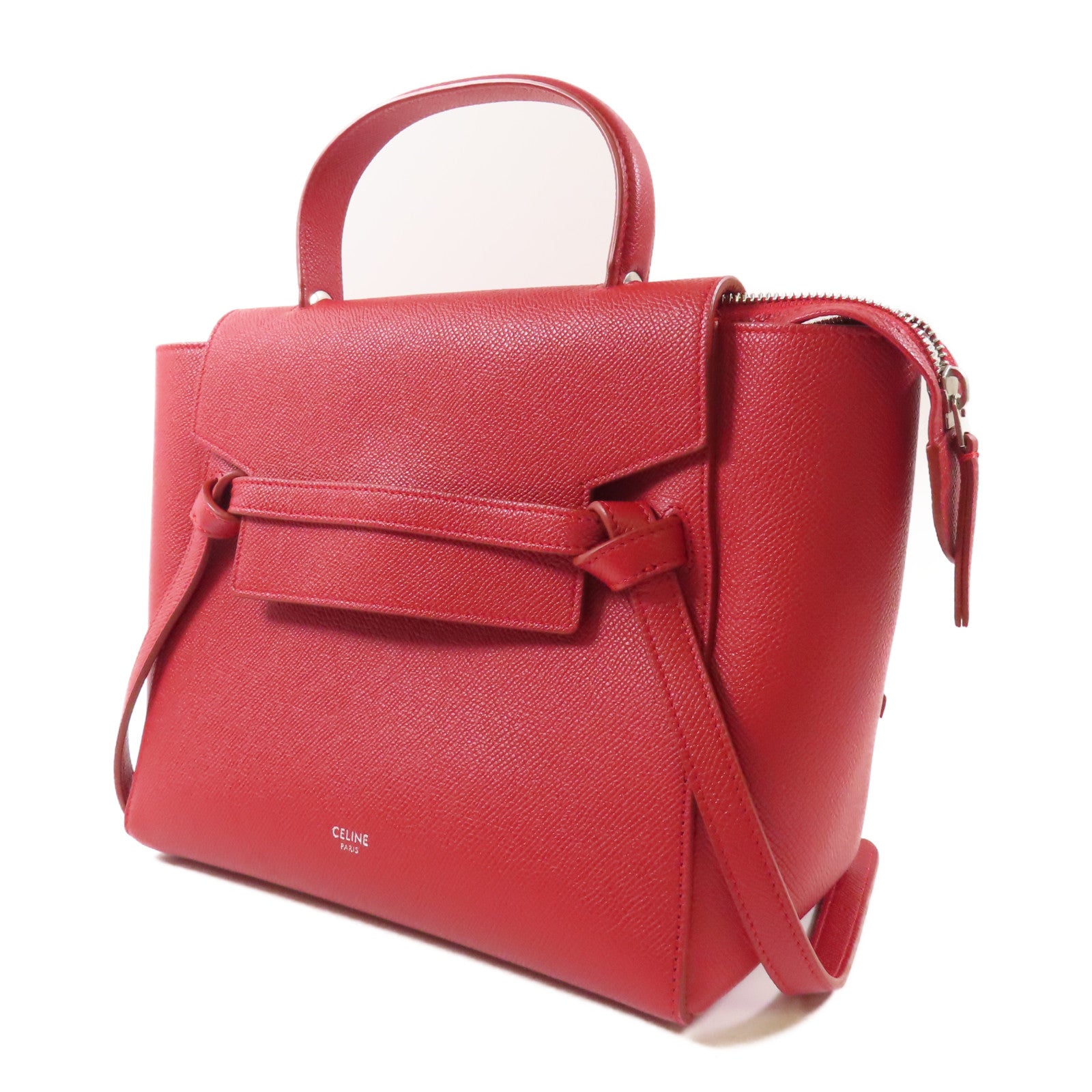 CELINE 牛皮皮革Micro Belt Bag銀扣手挽肩背兩用袋