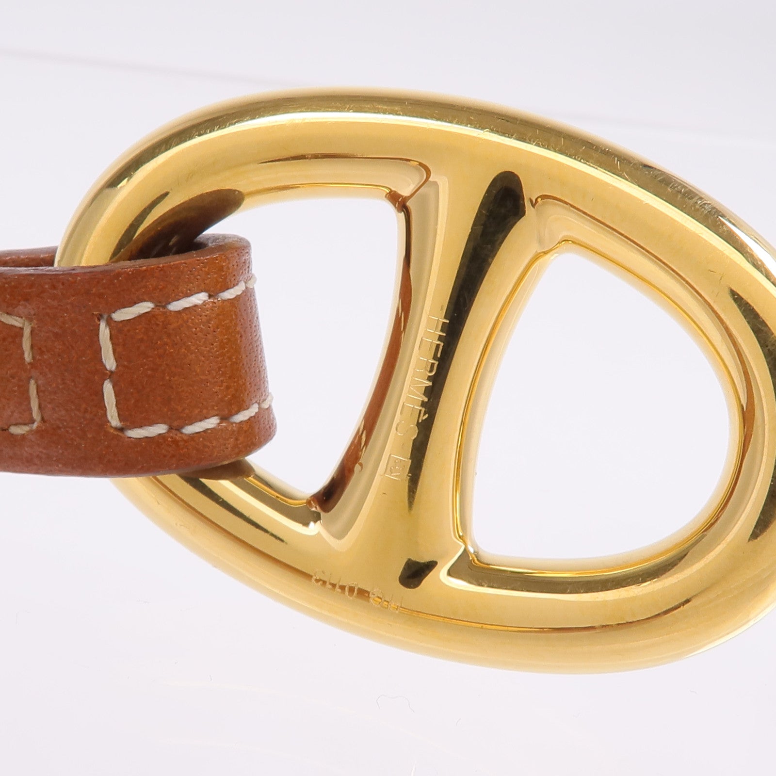HERMES Tadelakt皮革Granville金扣手鏈Gold