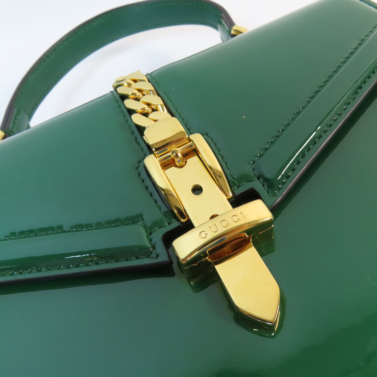 GUCCI 漆皮皮革Sylvie 1969 Bag金扣手挽肩背兩用袋