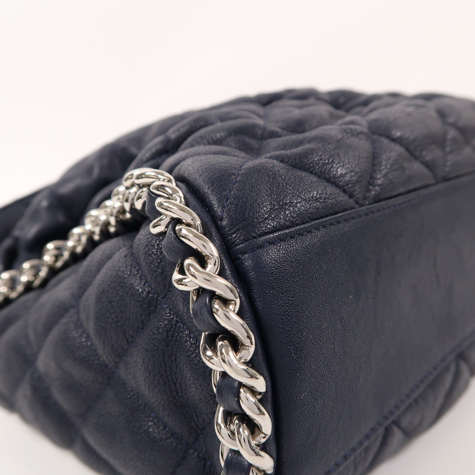 CHANEL 牛皮皮革Chain Shoulder銀扣鏈帶肩背袋