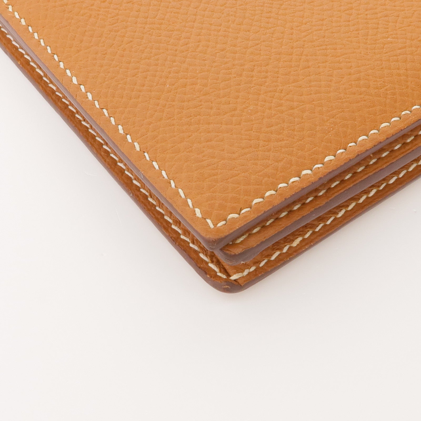 HERMES Epsom皮革Bearn W Snap銀扣長錢包Gold