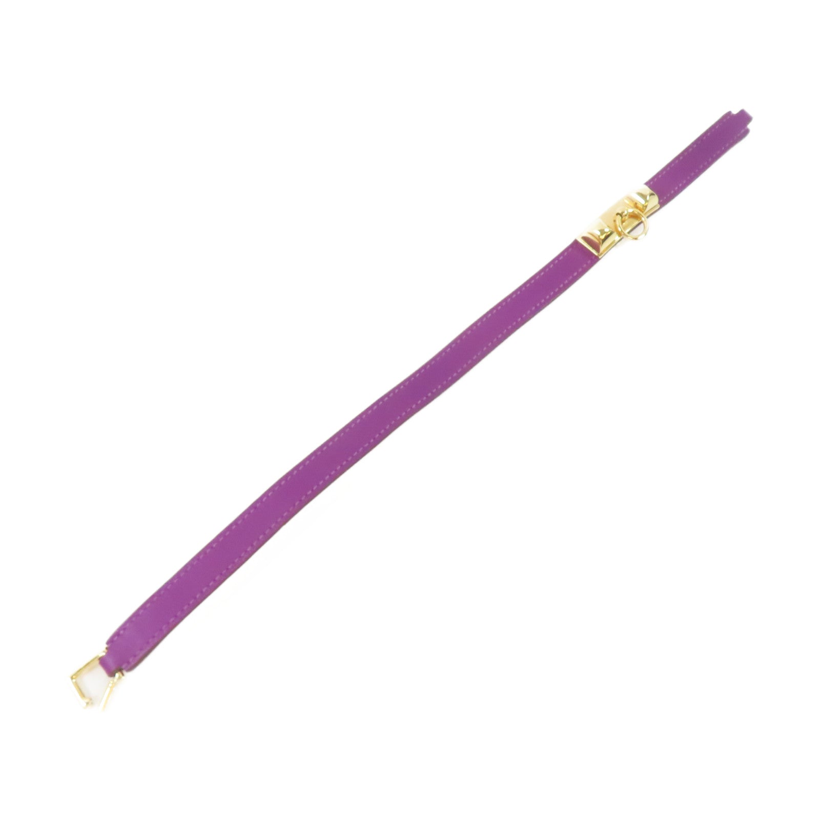 HERMES Swift皮革Rivale Double Tour Bracelet手鐲Anemone/海葵紫色/金色Hermes#XS/#14.5cm