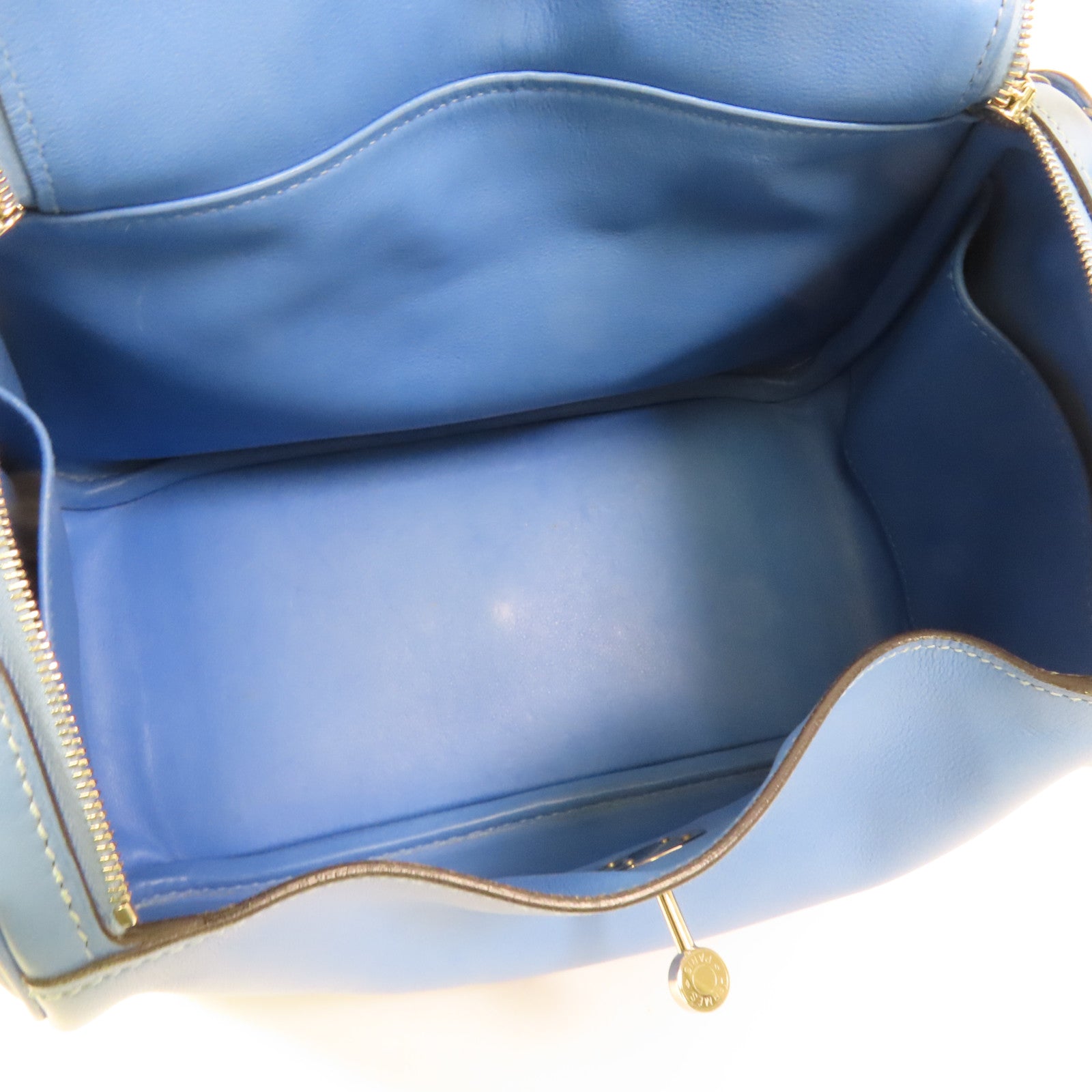 HERMES Swift皮革Lindy 26銀扣手挽肩背兩用袋Bleu Pardis