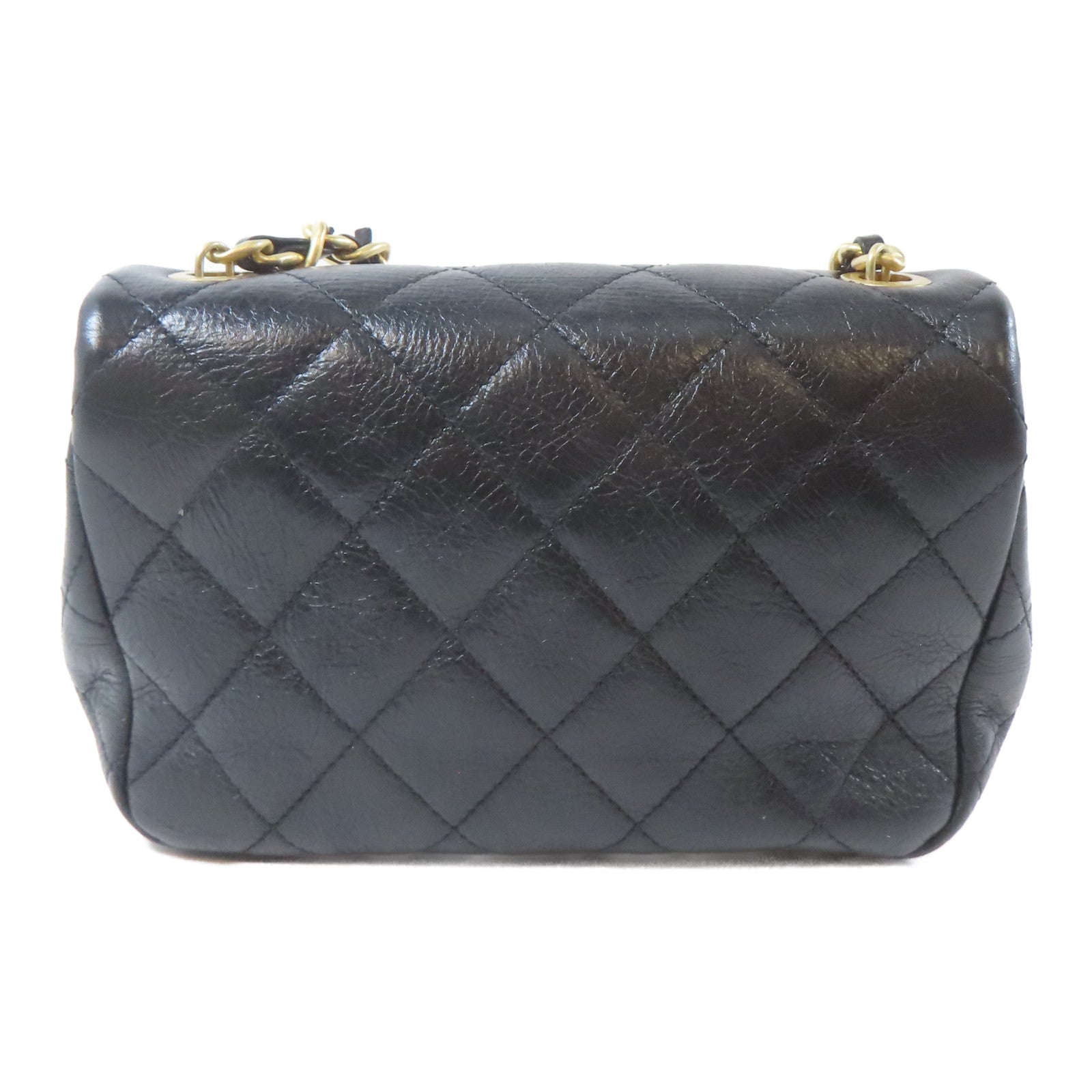 CHANEL 【激減優惠】菱格牛皮皮革Mini Flap Pearl金扣鏈帶肩背袋黑色