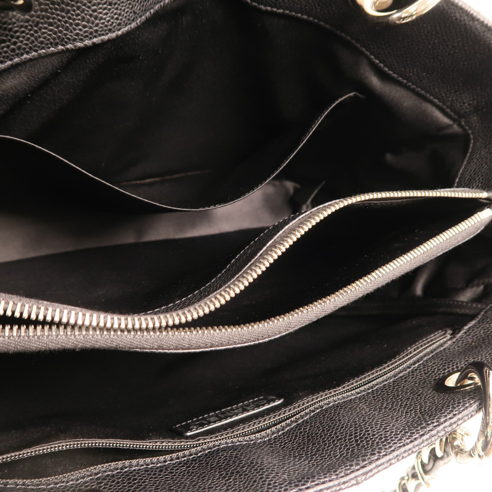 CHANEL 牛皮皮革GST Grand Shopping Tote Bag銀扣鏈帶肩背袋