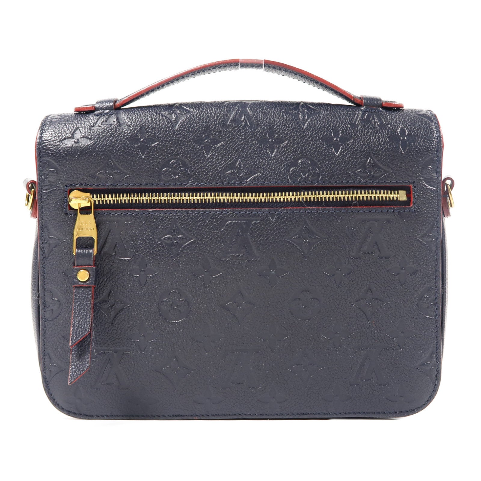 LOUIS VUITTON Monogram Empreinte Pochette Metis金扣手挽肩背兩用袋深藍色