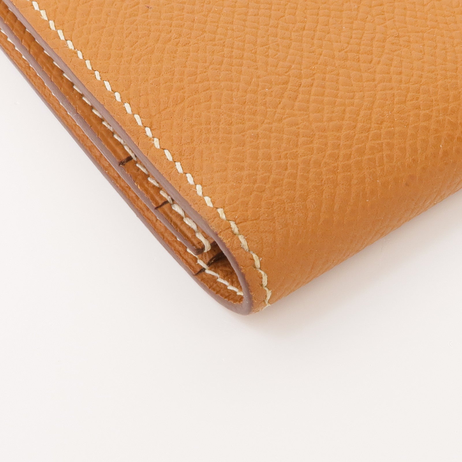 HERMES Epsom皮革Bearn W Snap銀扣長錢包Gold