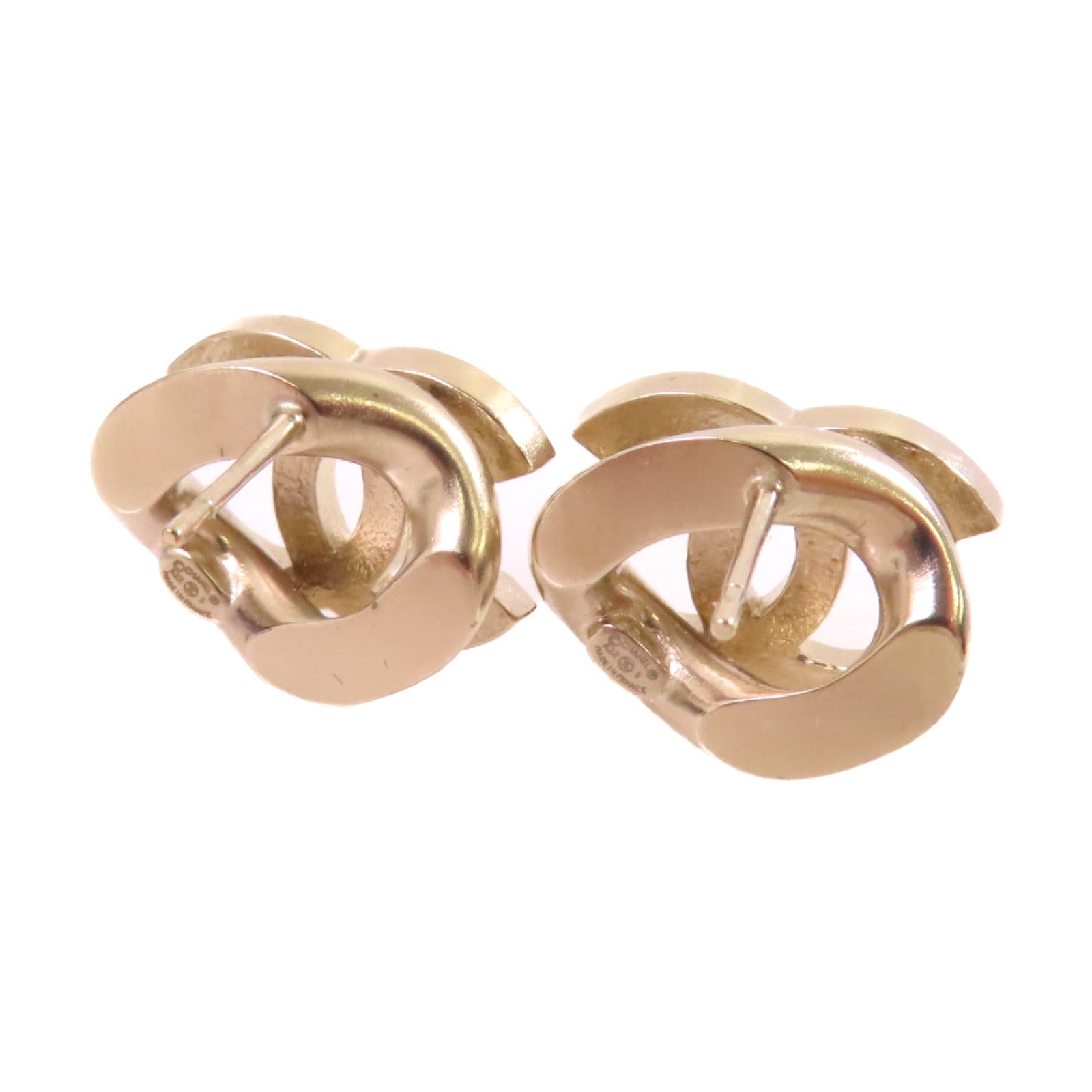 CHANEL 金屬/水鑽CC Earring金扣耳環